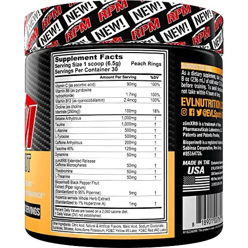 Pre Workout Powder for Energy and Focus - EVL RPM Energy Pre Workout Energy Drink Evlution Au supplements