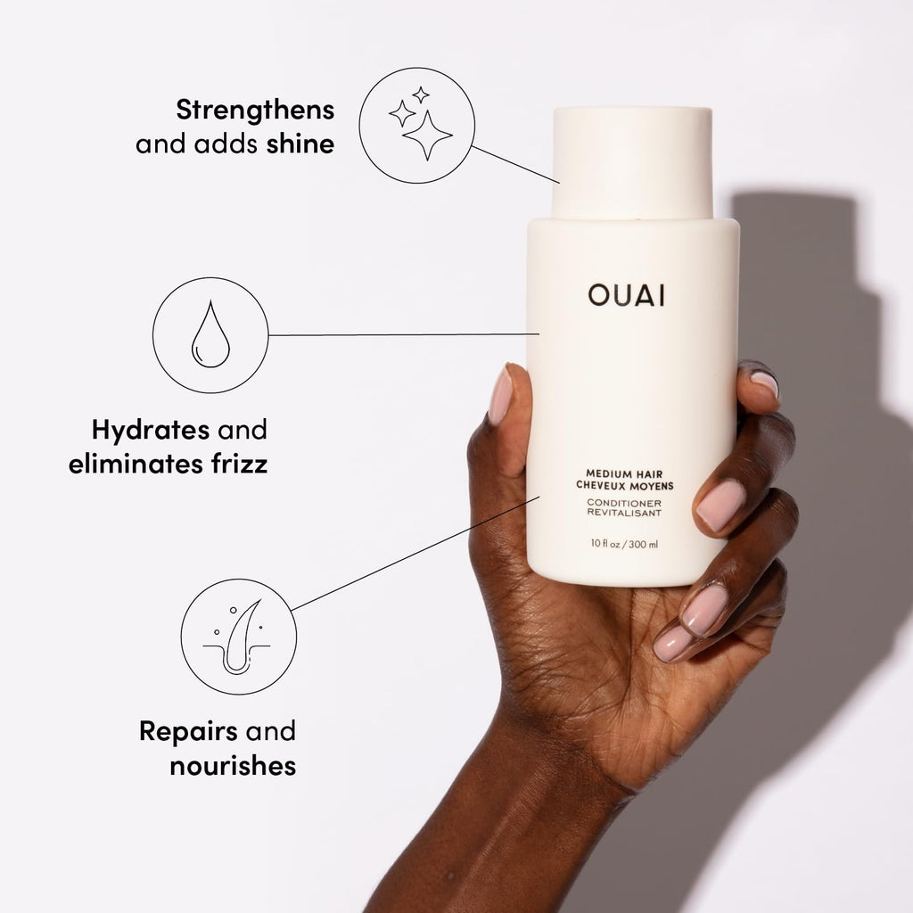 OUAI Medium Hair Shampoo and Conditioner Set - Sulfate-Free Shampoo and Conditioner for Women & Men - Made with Keratin, Shea Butter & Avocado Oil - Free of Parabens & Phthalates (10 Fl Oz) OUAI Au supplements