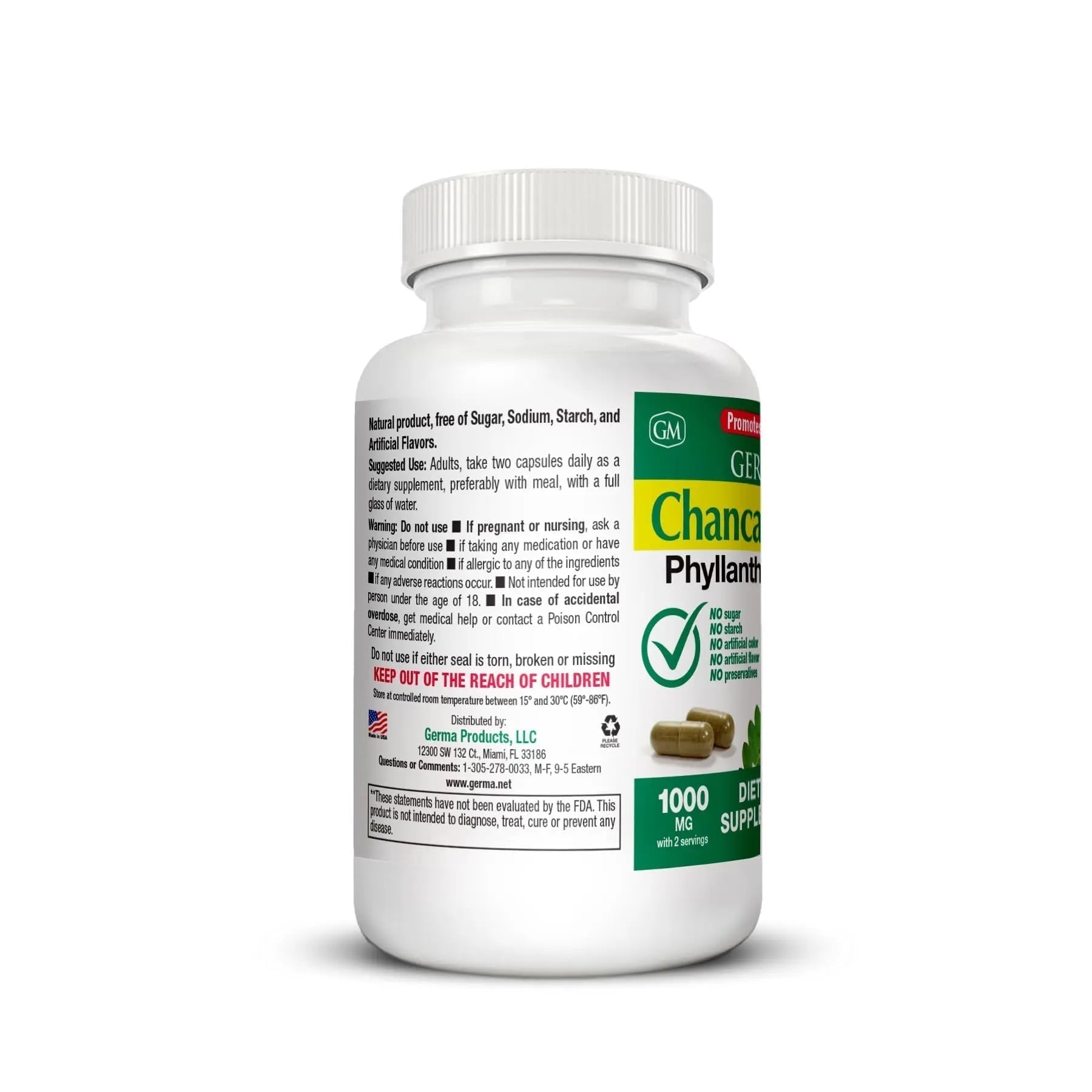 Germa Chanca Piedra Supplement – 500mg Phyllanthus Niruri – Traditional Stone Breaker Herb for Urinary & Kidney Support – Rainforest Botanical – 100% Natural Vegan Capsules, 100 Count Germa Au supplements
