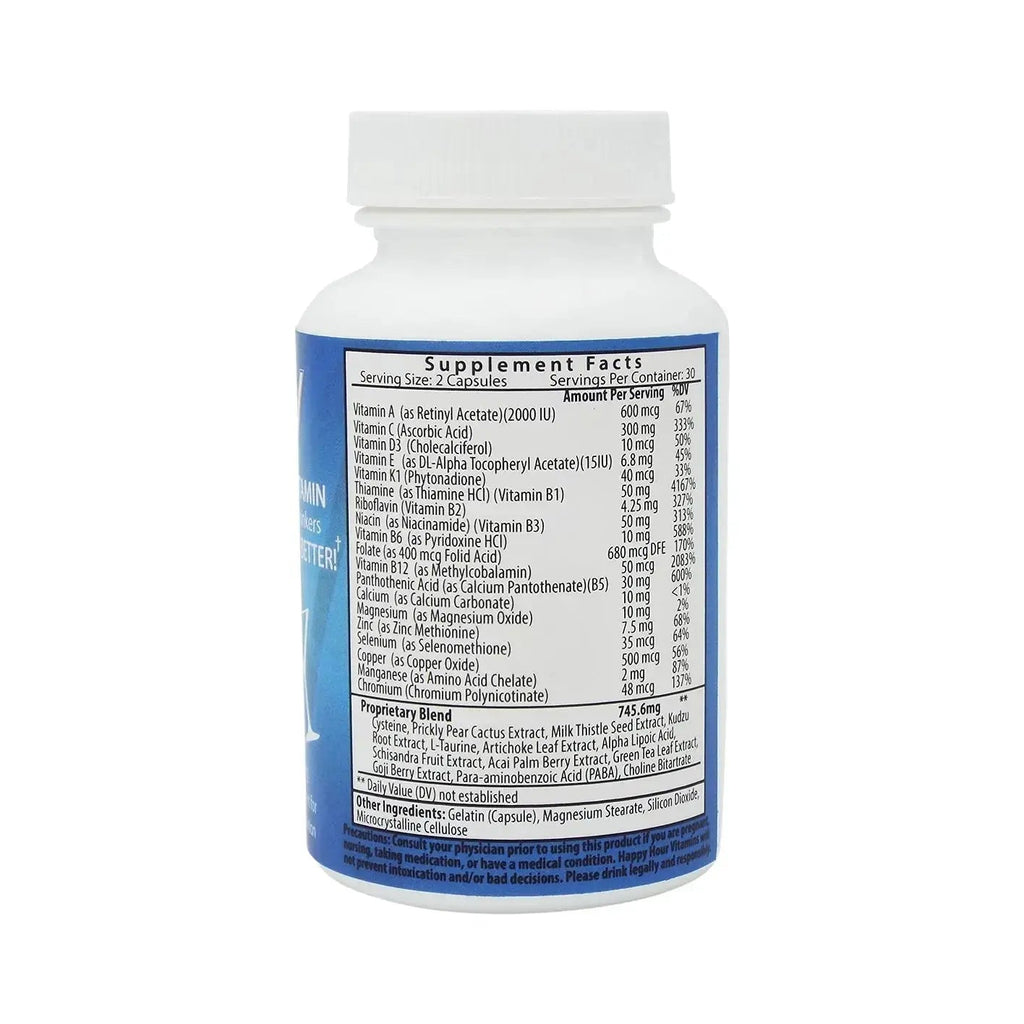 Happy Hour Vitamins Bottle - Multivitamin Formulated for Better Mornings – Live & Feel Better with Milk Thistle, Prickly Pear Cactus Happy Hour Vitamins Au supplements