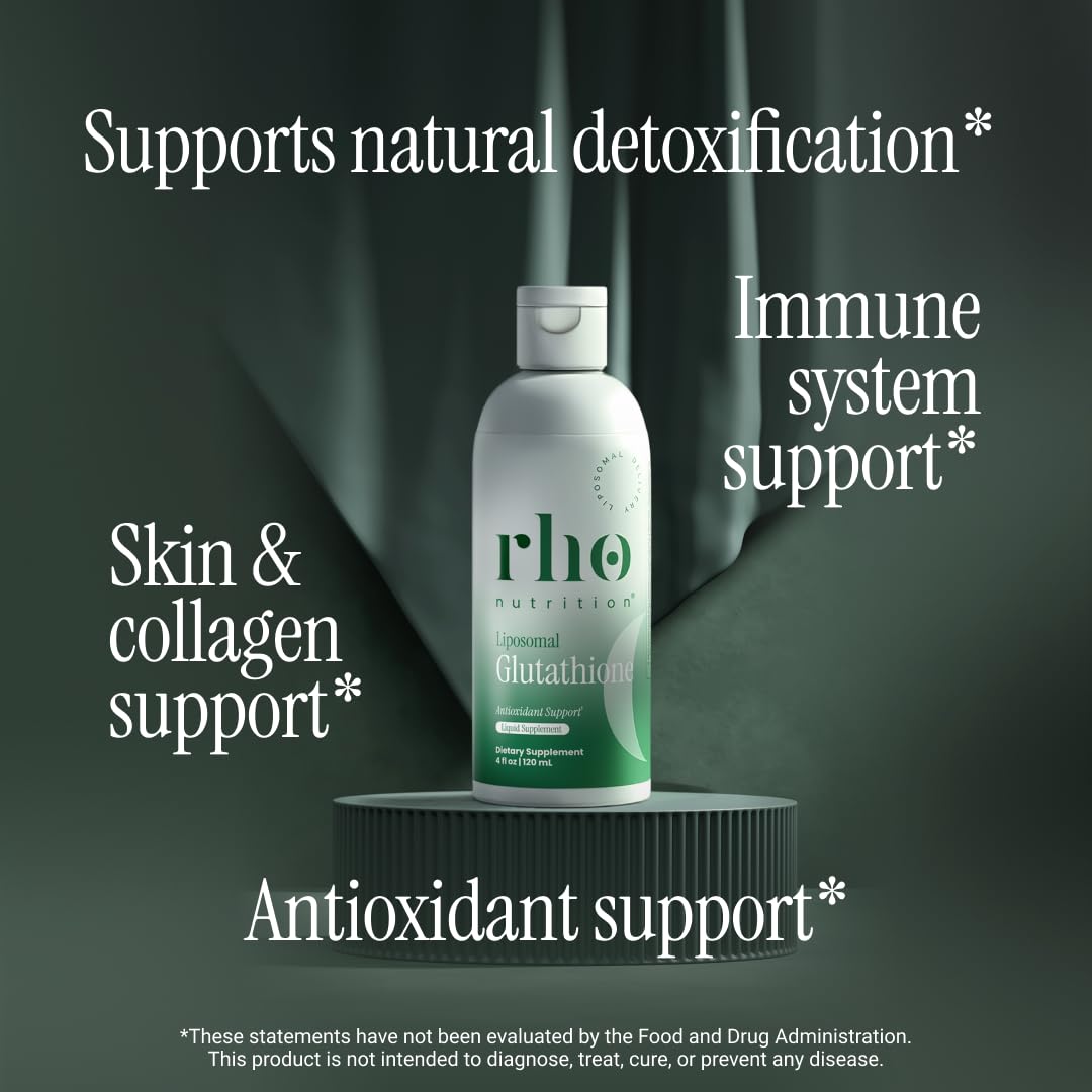 Rho Nutrition Liposomal Glutathione - Ultra High Absorption Liquid Glutathione Supplement - Supports Natural Detoxification, Immune System, Skin Health