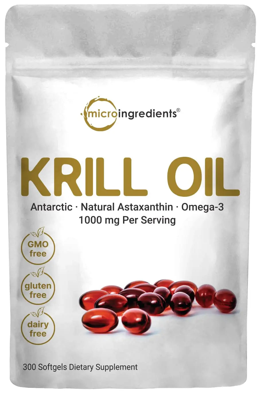 Micro Ingredients Antarctic Krill Oil Supplement, 1000mg Per Serving, 300 Soft-Gels Micro Ingredients Au supplements