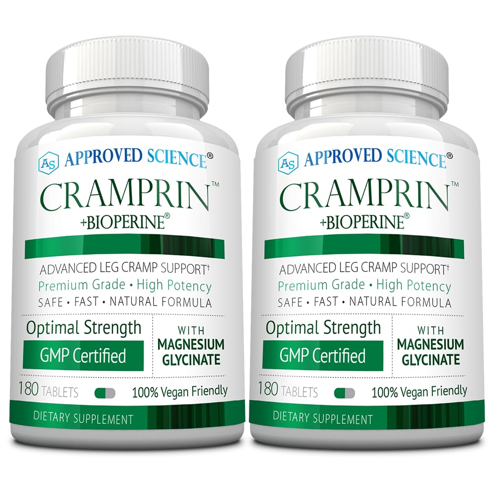 Approved Science Cramprin - High Absorption Magnesium, Vitamin B Complex, BioPerine - Muscle Cramps - 6 Month Supply - 2 Bottles - Vegan Approved Science Au supplements