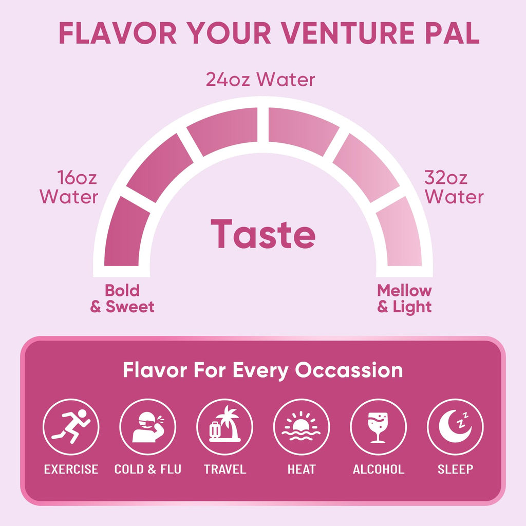 Venture Pal Sugar Free Electrolyte Powder Packets - Liquid Daily IV Hydration Packets | Electrolytes Drink Mix with 5 Vitamins & 7 Electrolytes | Keto Friendly | Non-GMO | Certified Vegan | 16 Sticks