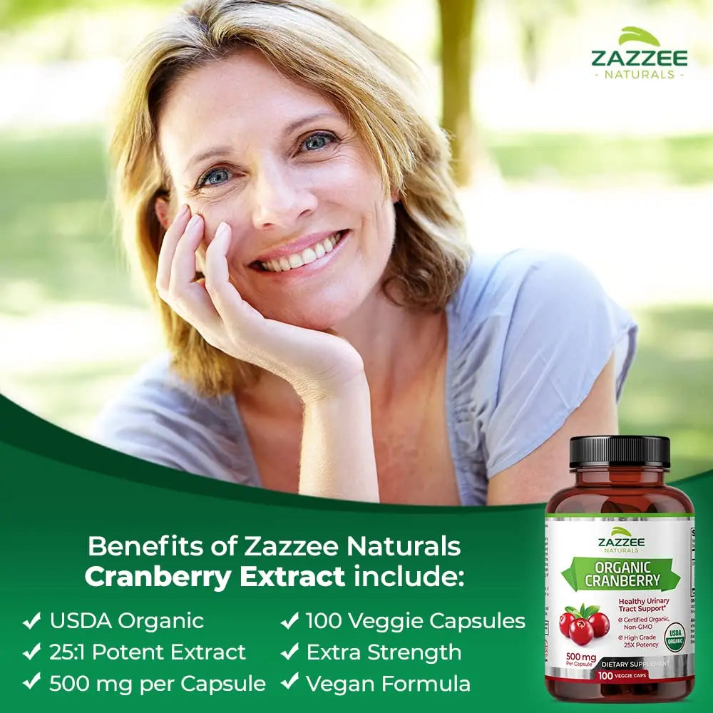 Zazzee USDA Organic Cranberry 25:1 Extract, 12,500 mg Strength, 100 Vegan Capsules Zazzee Au supplements
