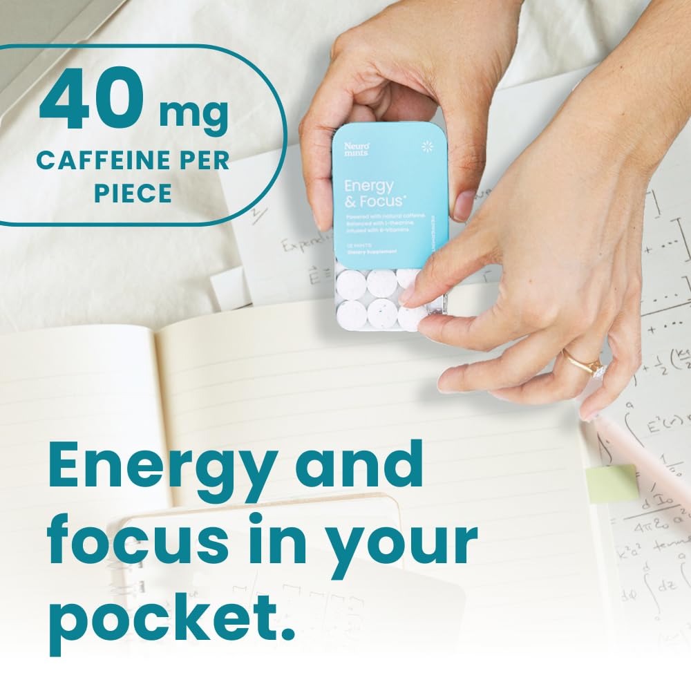 NeuroGum Energy Caffeine Mints (144 Pieces) - Sugar Free with L-theanine + Natural Caffeine + Vitamin B12 & B6 - Nootropic Energy & Focus Supplement for Women & Men - Keto & Vegan, Peppermint Flavor NeuroGum Au supplements