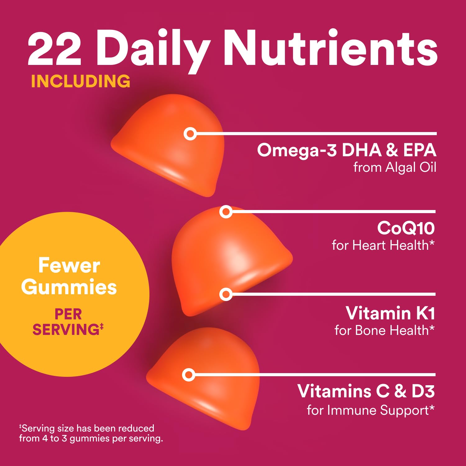SmartyPants Multivitamin Gummy for Women 50 and Over, Omega 3 (DHA/EPA), Methylfolate, CoQ10, Vitamin D3, C, Vitamin B12, B6, A, K, Biotin
