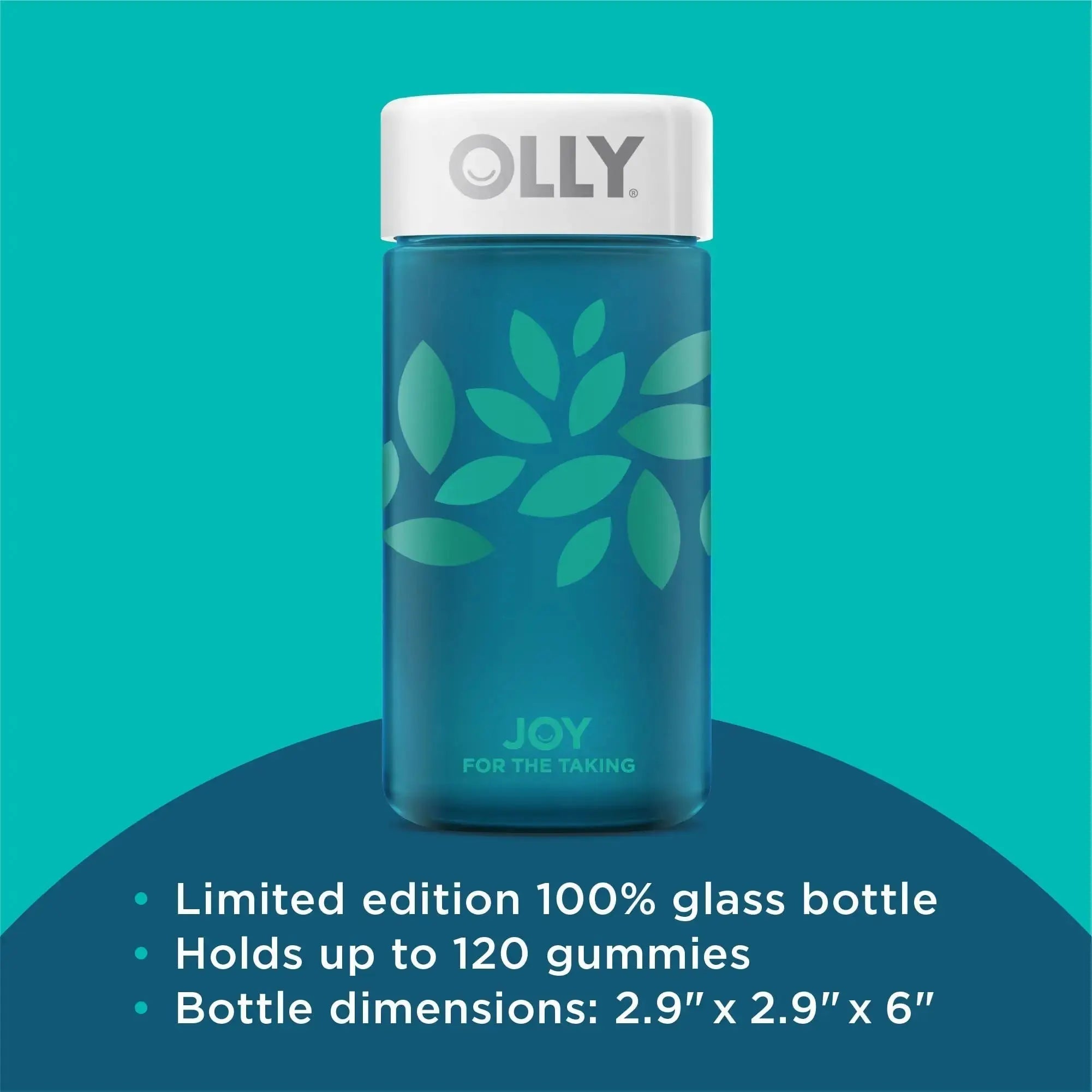 OLLY Joy Jar Gift, Easy Refillable Glass Bottle Vitamin Container, Holds Up to 120 Vitamin Gummies OLLY Au supplements