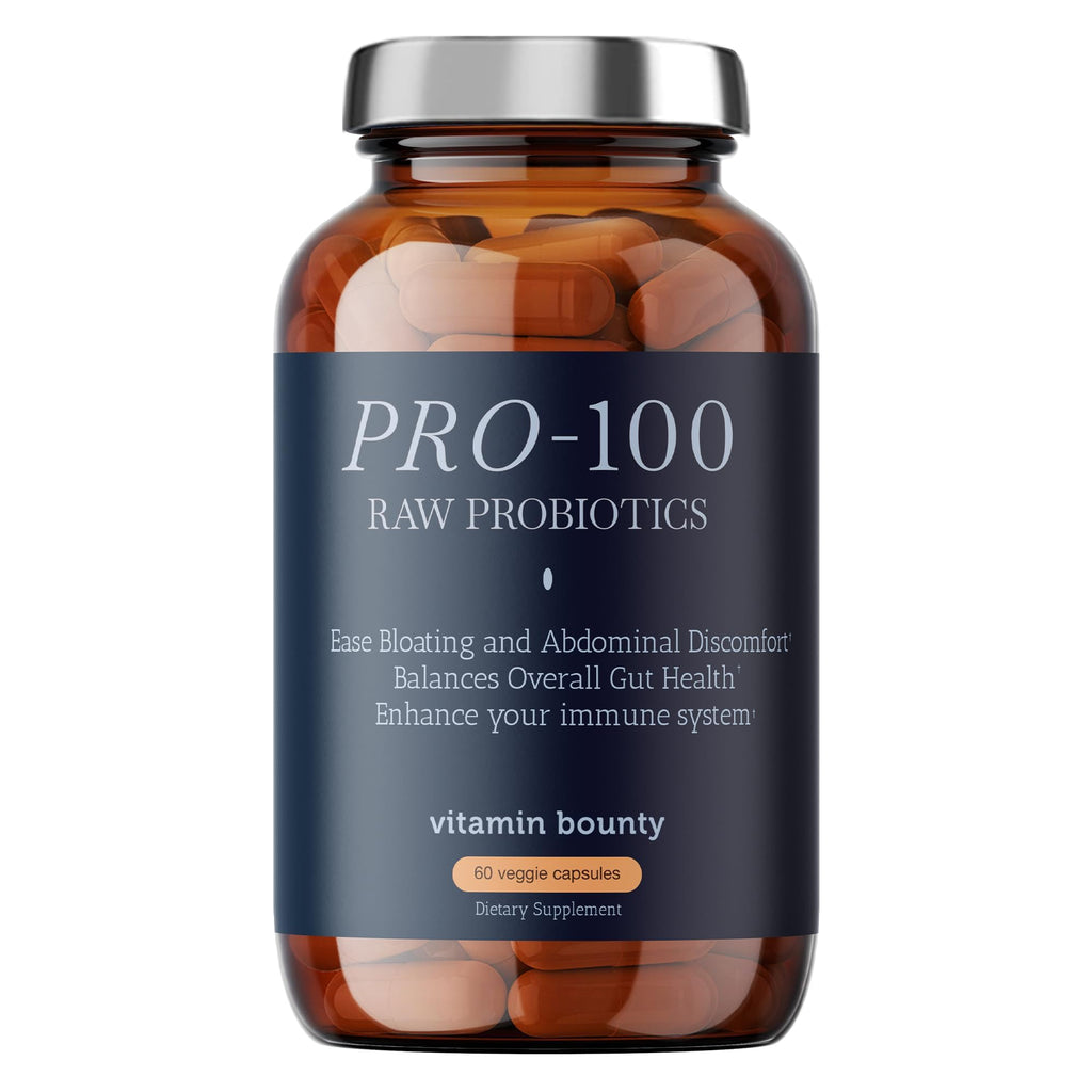 Vitamin Bounty Pro-100 Probiotic 100 Billion CFU - 13 Strains for Digestive Health & Immune Support - High Potency Probiotics for Women & Men - Delayed Release Capsules for Gut Health - 60 Count Vitamin Bounty Au supplements