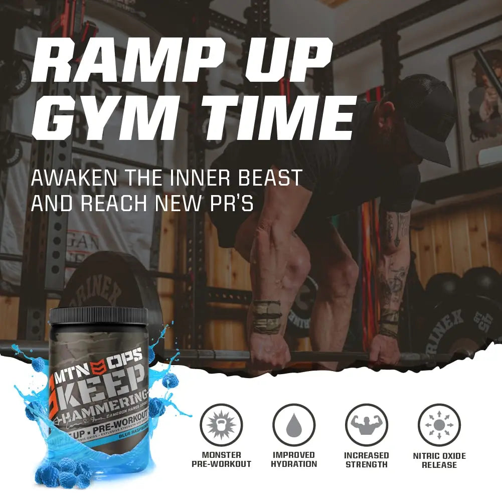 MTN OPS Pre-Workout Powder Energy Drink Keep Hammering Series by Cameron Hanes MTN OPS Au supplements