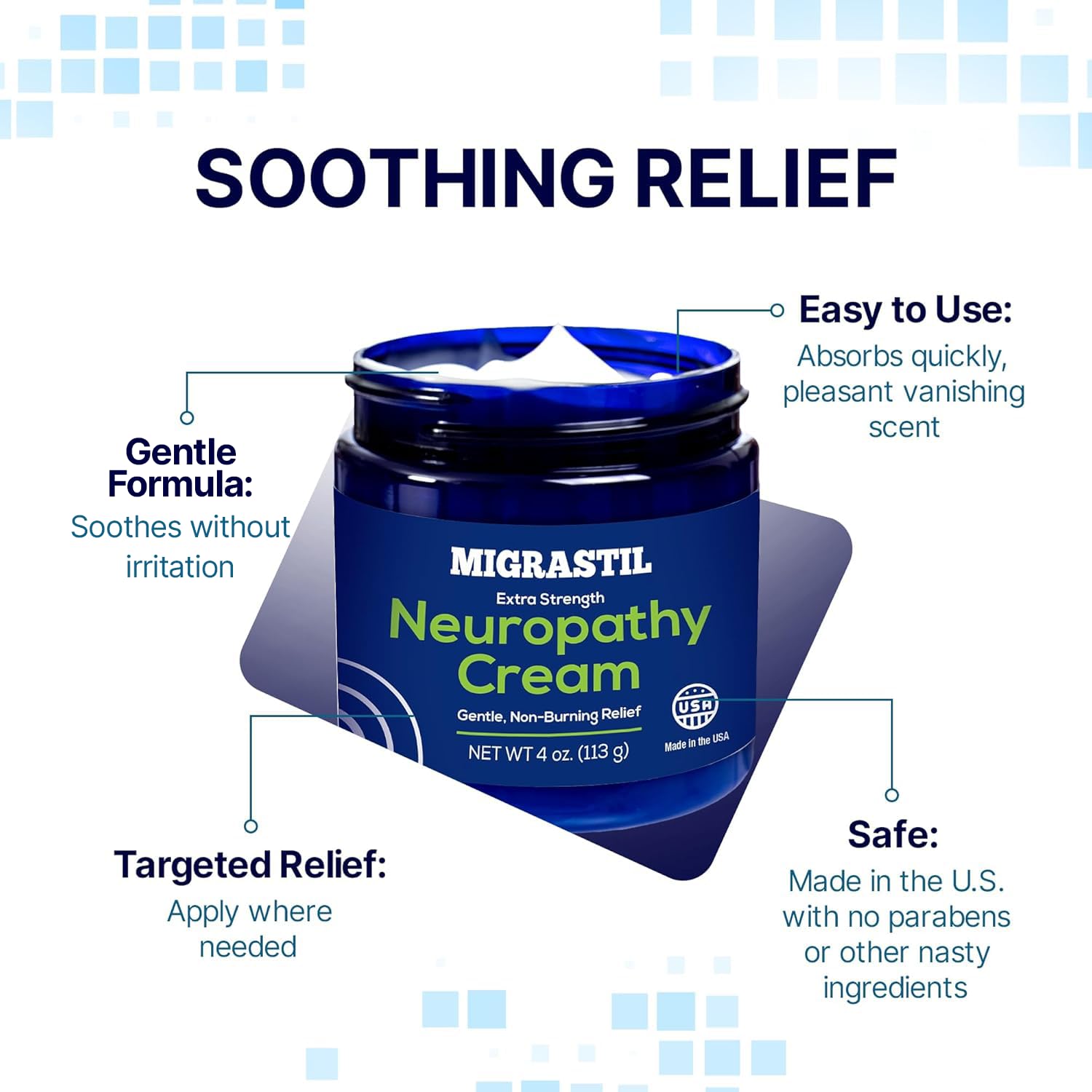 Basic Vigor Migrastil Neuropathy Relief Cream Extra Strength for Feet, Legs, and Hands. Made in The USA. Vegan and Cruelty-Free, Non-Greasy, Gentle, Non-Burning with Cooling Effect (4 oz.) Basic Vigor Au supplements