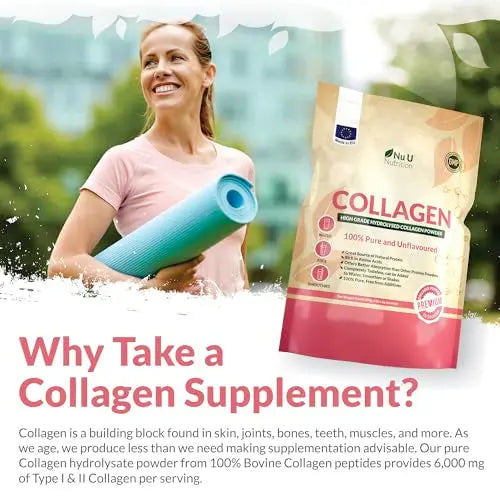 Collagen Powder 600g - 100 Servings - High Grade Pure Bovine 100% - Collagen Peptides Hydrolysate Nu U Nutrition Au supplements