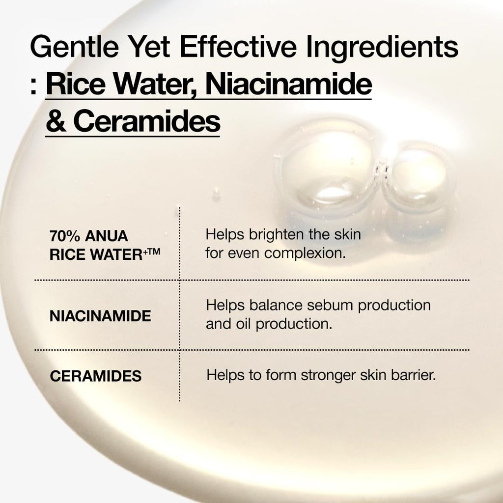 Anua Rice 70 Glow Milky Toner, Glass & Dewy Skin, Hydrating & Barrier Care, Rice Water