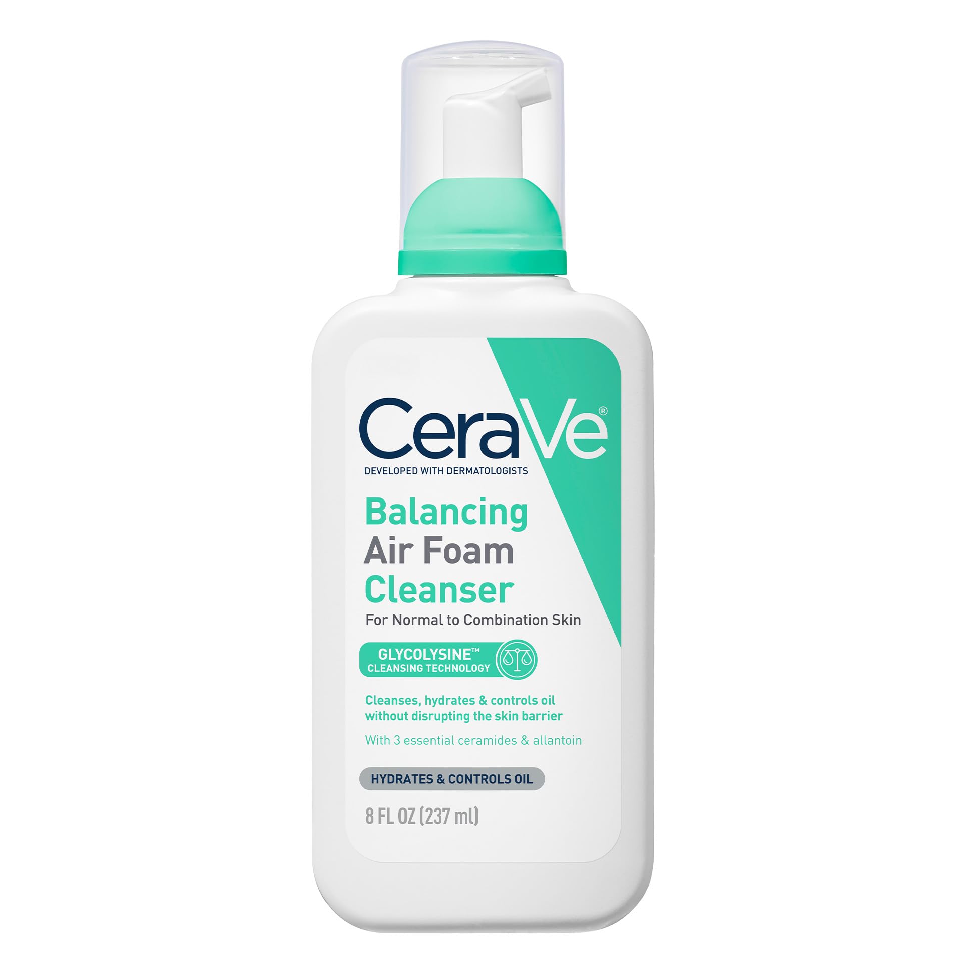 CeraVe Balancing Air Foam Face Wash, Foaming Facial Cleanser For Combination Skin, 8HR Oil Control + 24HR Hydration