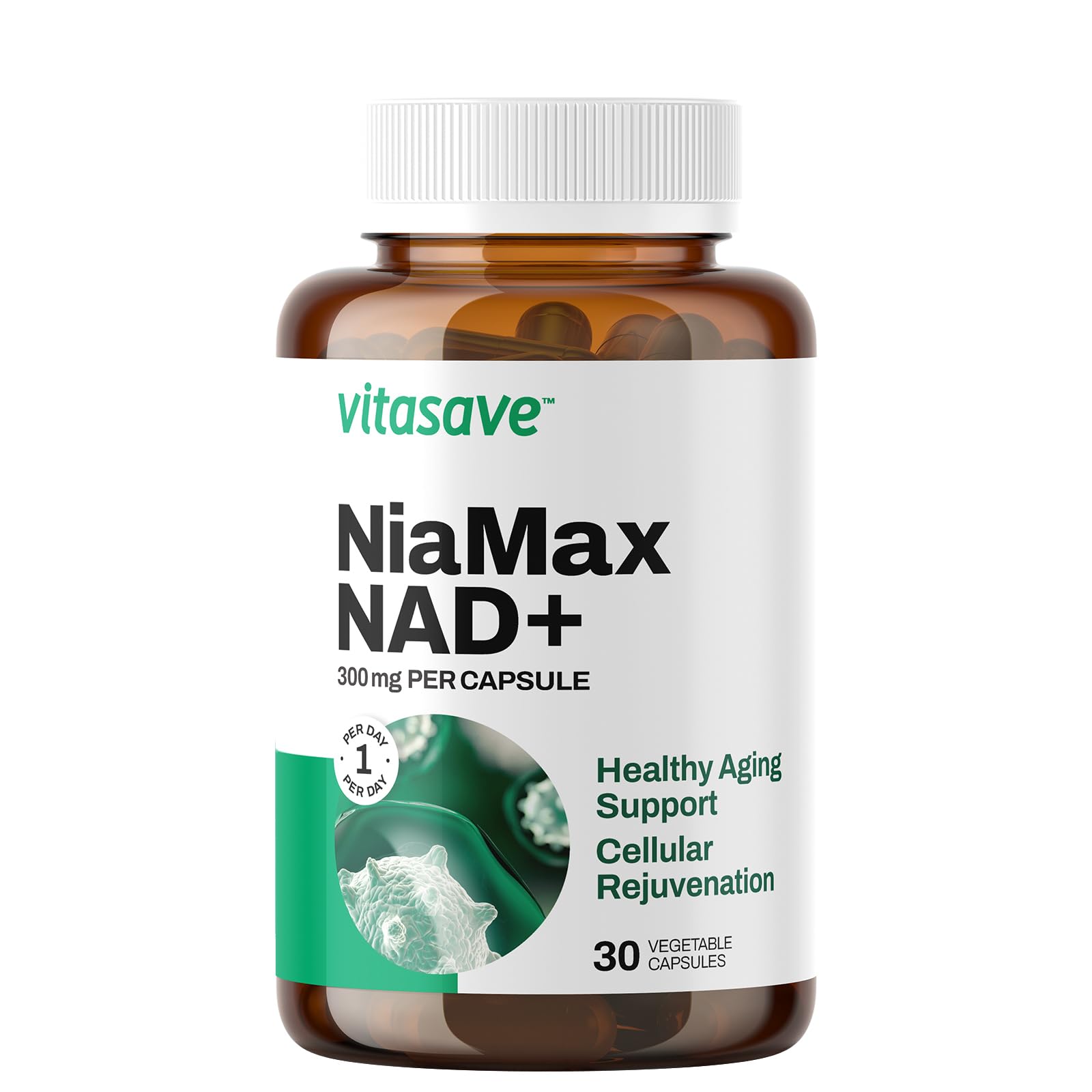 Vitasave NiaMax NAD+ Supplement – 300mg Niacinamide Riboside per Capsule – High-Potency NAD+ Precursor for Energy, Healthy Aging & Metabolic Function – Vegan, Non-GMO, Gluten-Free (30 Capsules) Vitasave Au supplements