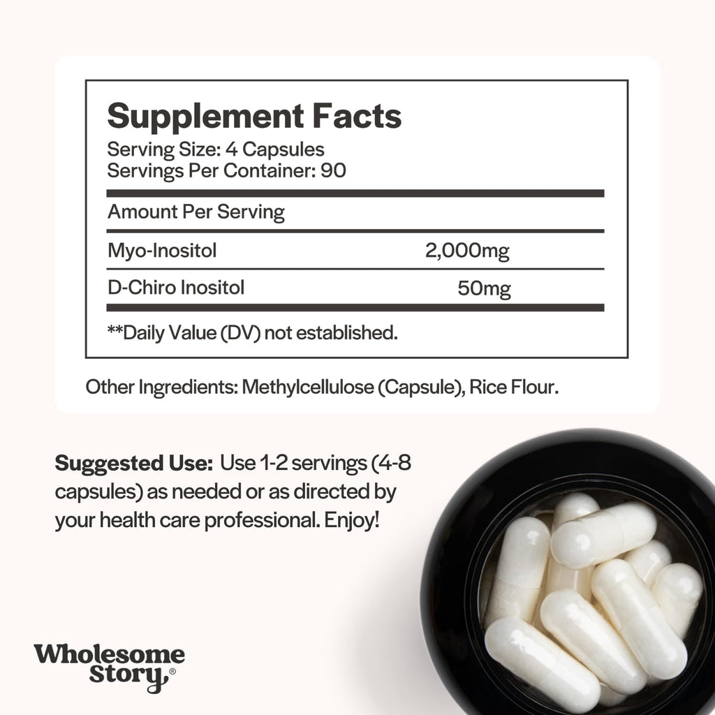 Wholesome Story Myo-Inositol & D-Chiro Inositol Supplement for Women | Fertility Supplements for Hormonal Balance & Ovarian Health Support
