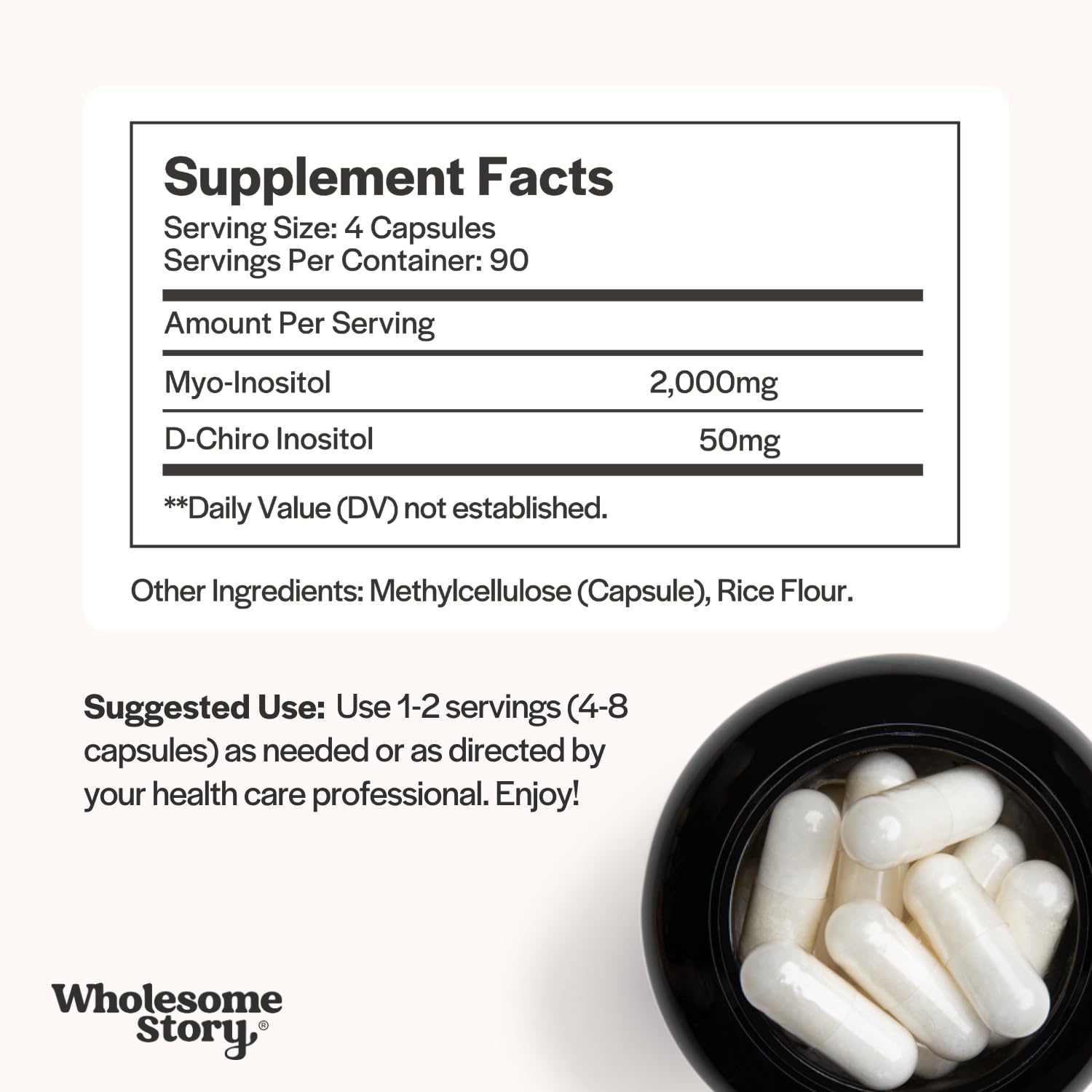 Wholesome Story Myo-Inositol & D-Chiro Inositol Supplement for Women | Fertility Supplements for Hormonal Balance & Ovarian Health Support