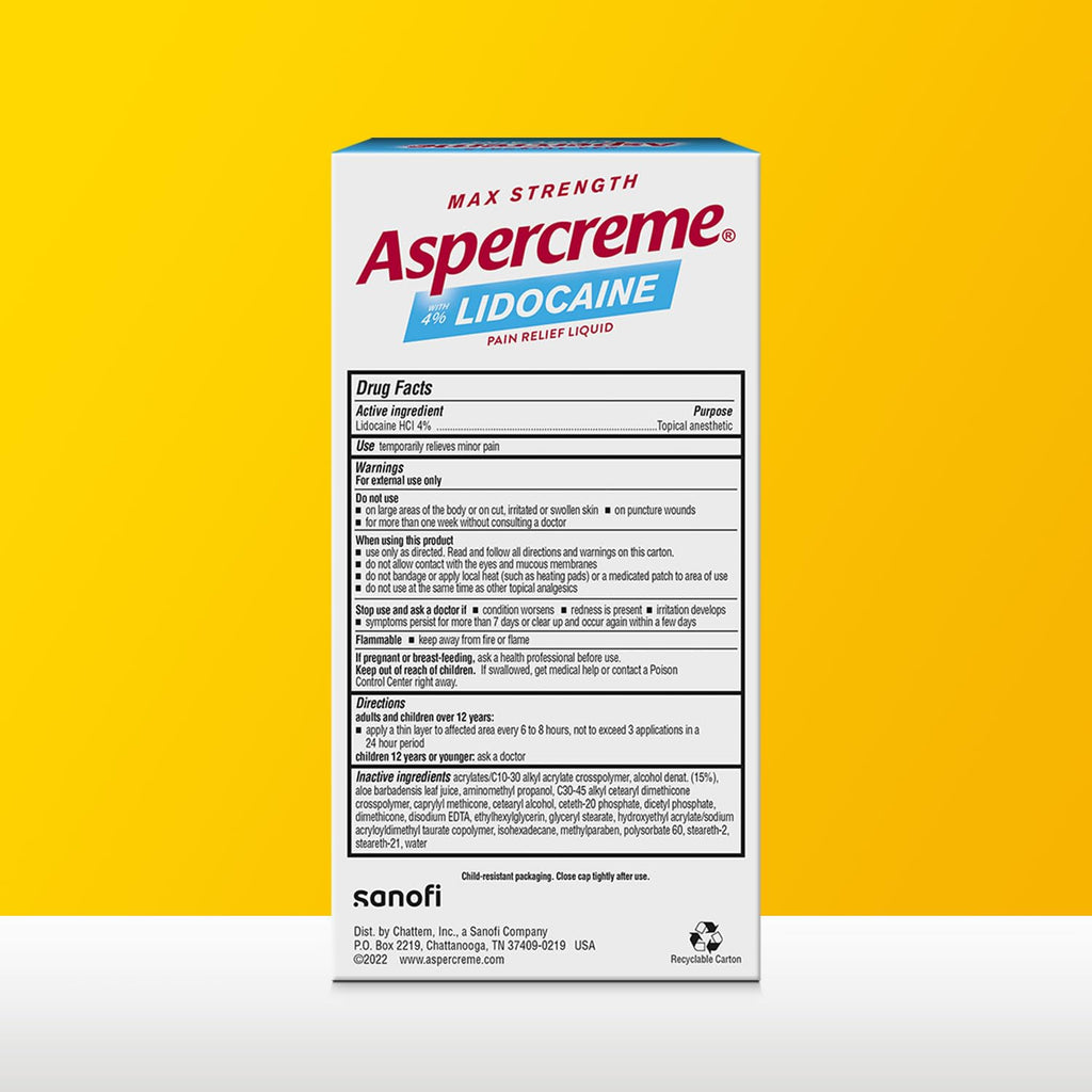 Aspercreme Odor Free Max Strength Lidocaine Pain Relief Liquid with Roll-On No Mess Applicator, 2.5 oz. Aspercreme Au supplements