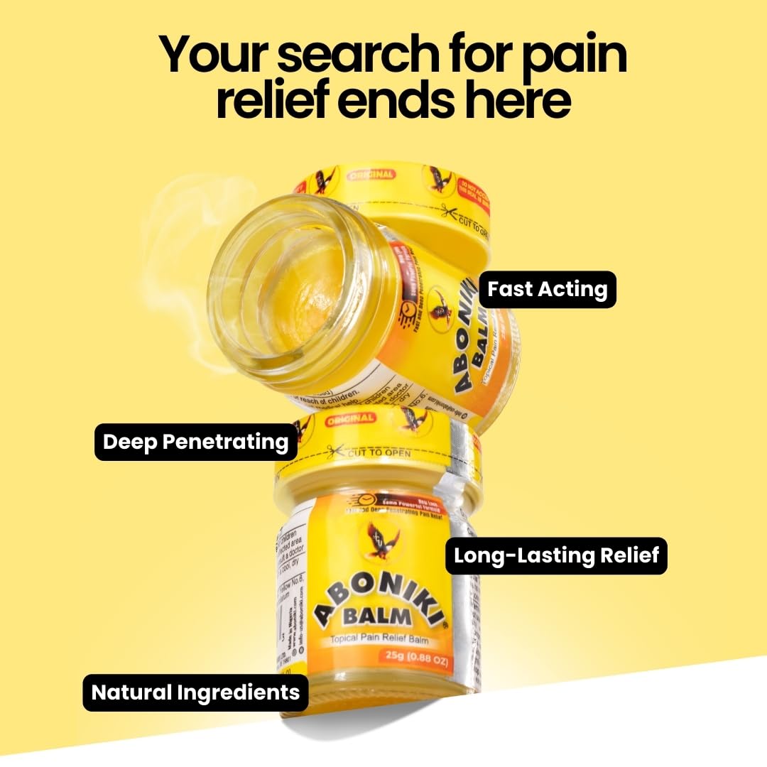Aboniki Powerful Topical Pain Relief Balm with Natural Ingredients | Powerful Analgesic Soothing Relief for Joints & Muscle Pain, Soreness, Cramps | Long Lasting Full Body Rub (2 Glass Jars) Aboniki Au supplements