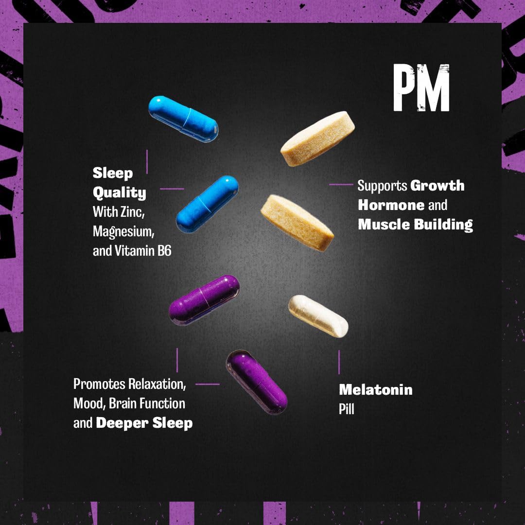 Animal PM - Sleep Aid for Adults Non-Habit Forming Relaxation Enhancer and Mood Support with Melatonin, L-Theanine, Zylaria, Zinc, Magnesium, Vitamin B6, GABA