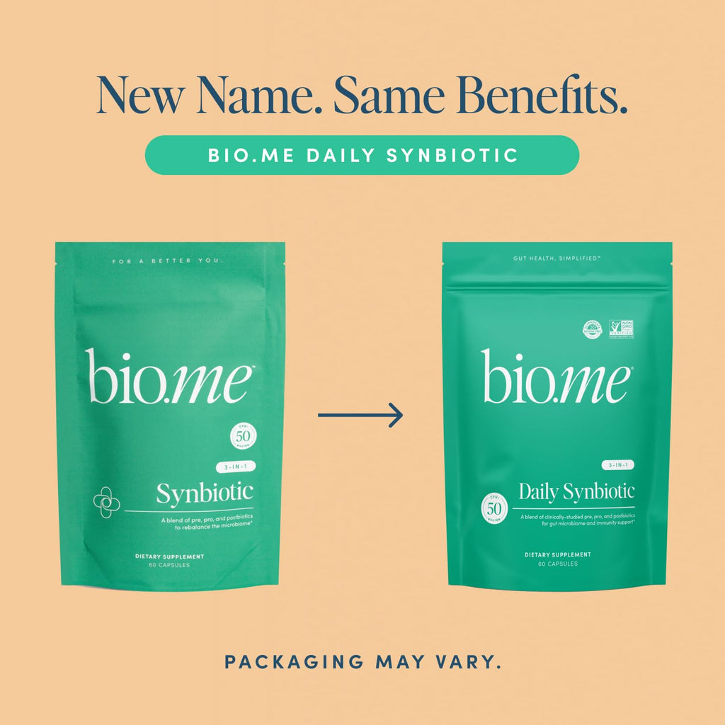 Synbiotic 3-in-1 Prebiotics, Probiotics & Postbiotics for Digestive Health, Gut Health, Immune Support & Bloating Relief for Men & Women - 50 Billion CFU Per Serving - Vegan, 60 Capsules (30 Servings) Bio.me Au supplements