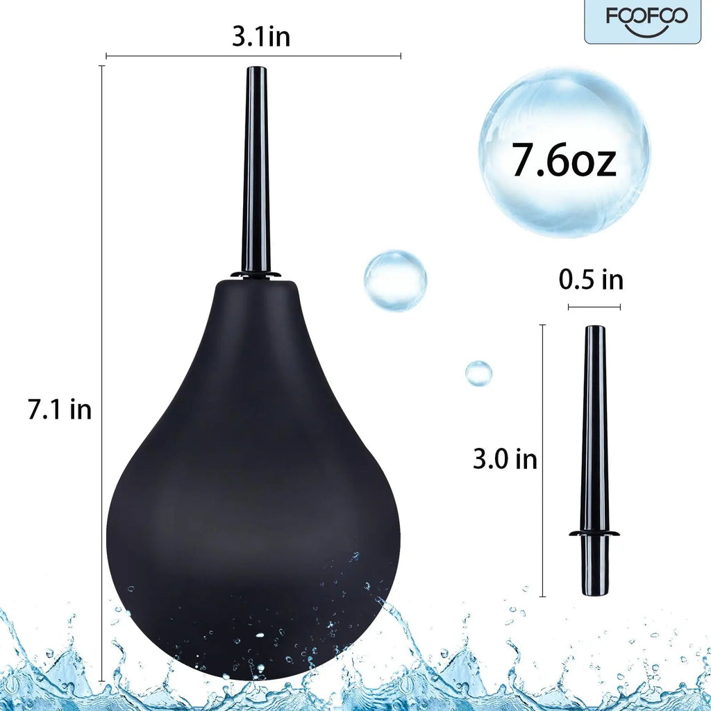 Enema Bulb 7.6oz Douche Enema Kit Includes 4 Nozzles for Women & Men Black with Storage Bag FOOFOO Au supplements