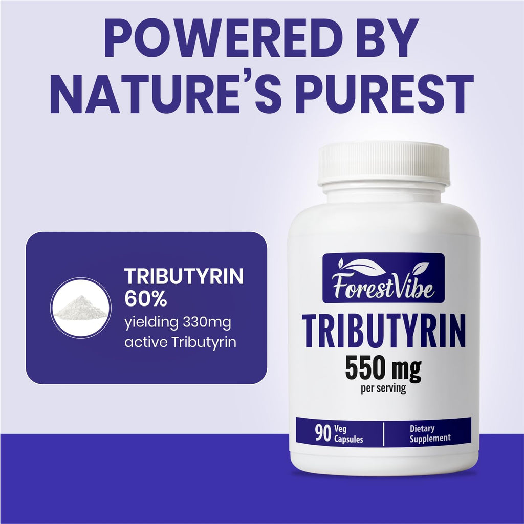 ForestVibe Tributyrin Supplement 550mg, Advanced Butyrate Form for Gut Health, 60% Standardized, More Effective Delivery Than Sodium Butyrate, 90 Capsules, Non-GMO & Gluten Free Postbiotic Supplement ForestVibe Au supplements