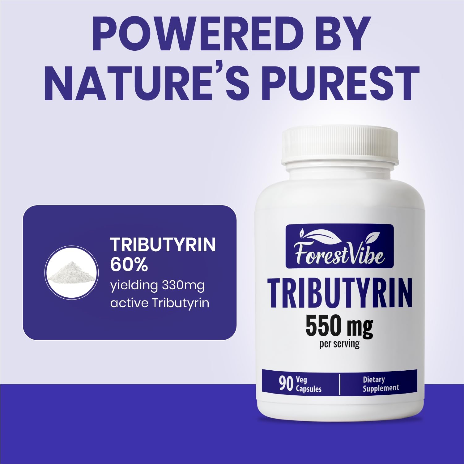 ForestVibe Tributyrin Supplement 550mg, Advanced Butyrate Form for Gut Health, 60% Standardized, More Effective Delivery Than Sodium Butyrate, 90 Capsules, Non-GMO & Gluten Free Postbiotic Supplement ForestVibe Au supplements