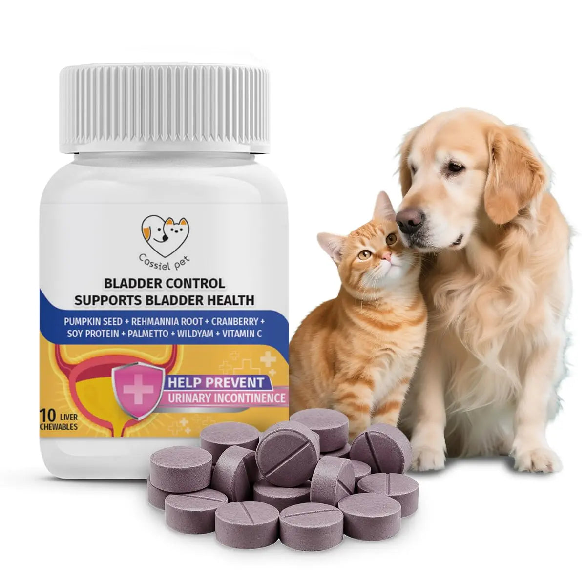 Cassiel Pet Bladder Supports Chews for Urinary Tract Health, Infection Treatments, Bladder Health, Dog UTI, Bladder Stones, Incontinence Support, Urinary Pain Relief for Cat & Dog 10 Chews (1 Bottle) Cassiel pet Au supplements