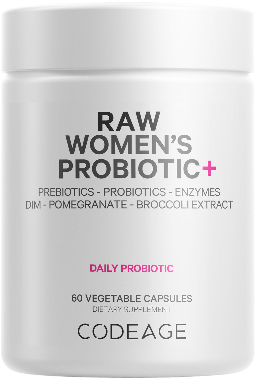 Codeage Raw Women’s Probiotic+ Supplement - 34 Probiotic Strains, 100 Billion CFUs, Digestive Enzymes, Prebiotic Blend, DIM, Herbal Extracts, Phytonutrients - Non-GMO - 30 Capsules Codeage Au supplements