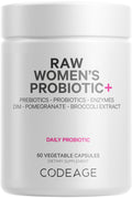 Codeage Raw Women’s Probiotic+ Supplement - 34 Probiotic Strains, 100 Billion CFUs, Digestive Enzymes, Prebiotic Blend, DIM, Herbal Extracts, Phytonutrients - Non-GMO - 30 Capsules Codeage Au supplements