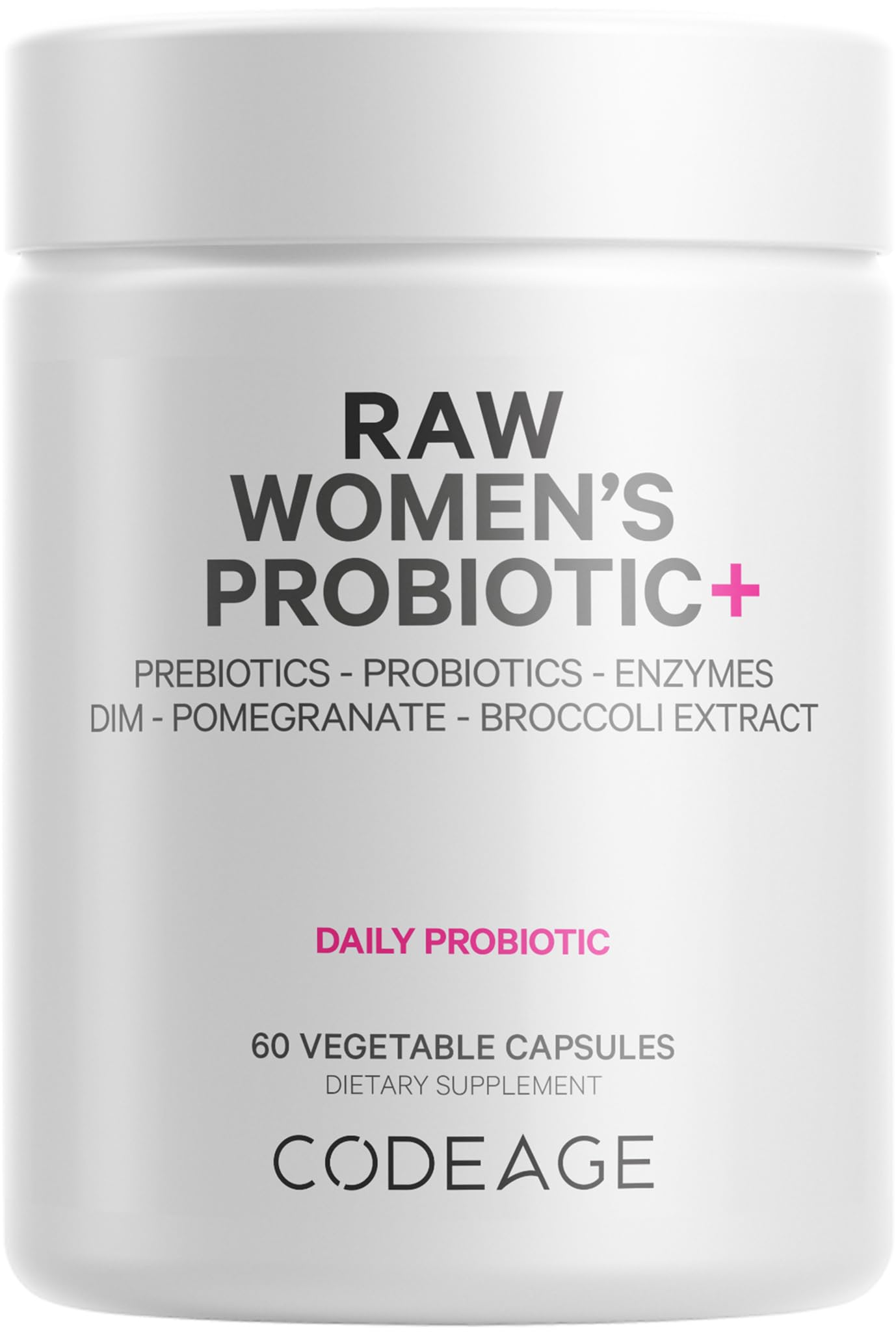 Codeage Raw Women’s Probiotic+ Supplement - 34 Probiotic Strains, 100 Billion CFUs, Digestive Enzymes, Prebiotic Blend, DIM, Herbal Extracts, Phytonutrients - Non-GMO - 30 Capsules Codeage Au supplements