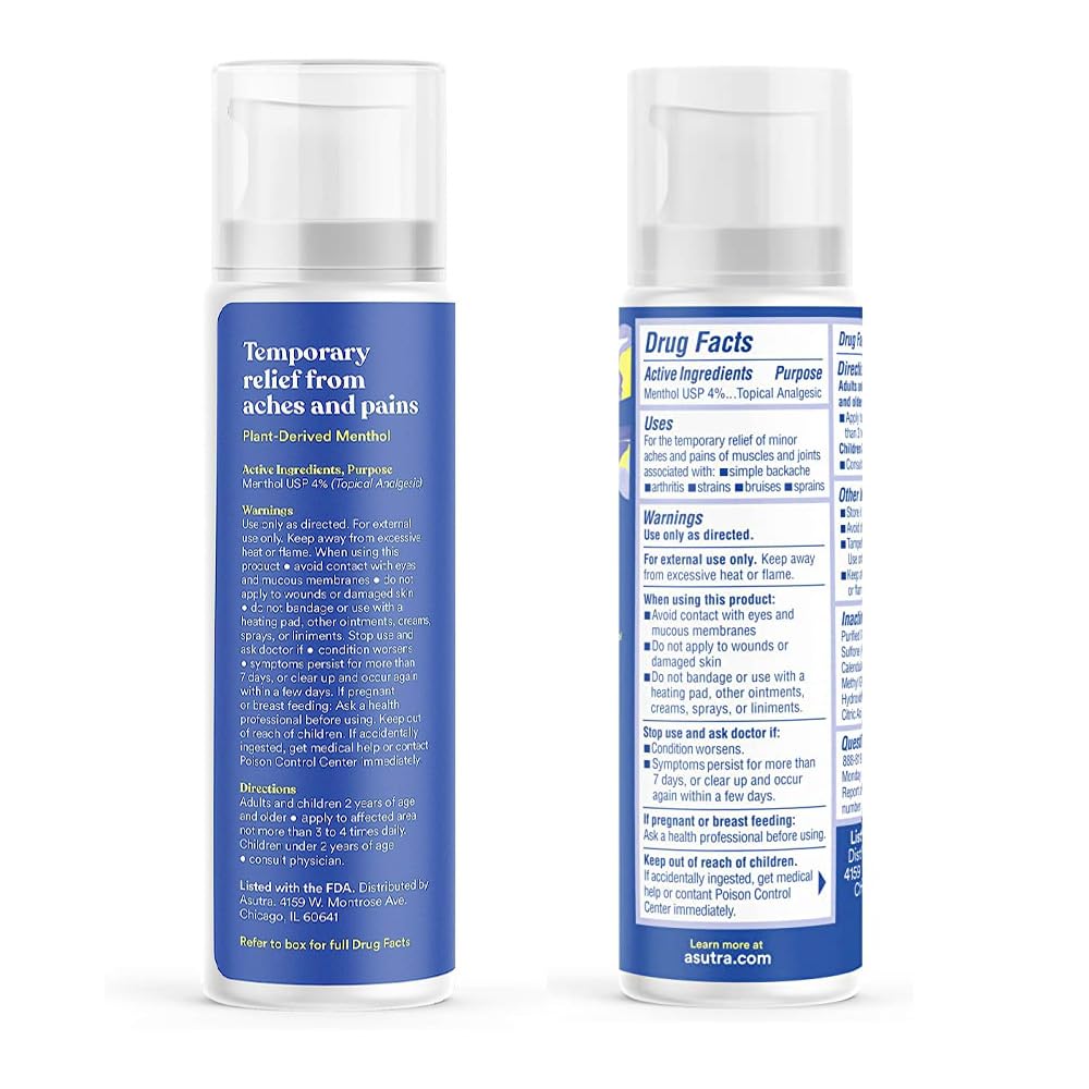 ASUTRA Relief Cream, 3 oz - Cooling Sensation, Temporary Relief from Muscle Discomfort and Soreness, 4% Menthol, Arnica Montana, and Dimethyl Sulfone (MSM) ASUTRA Au supplements