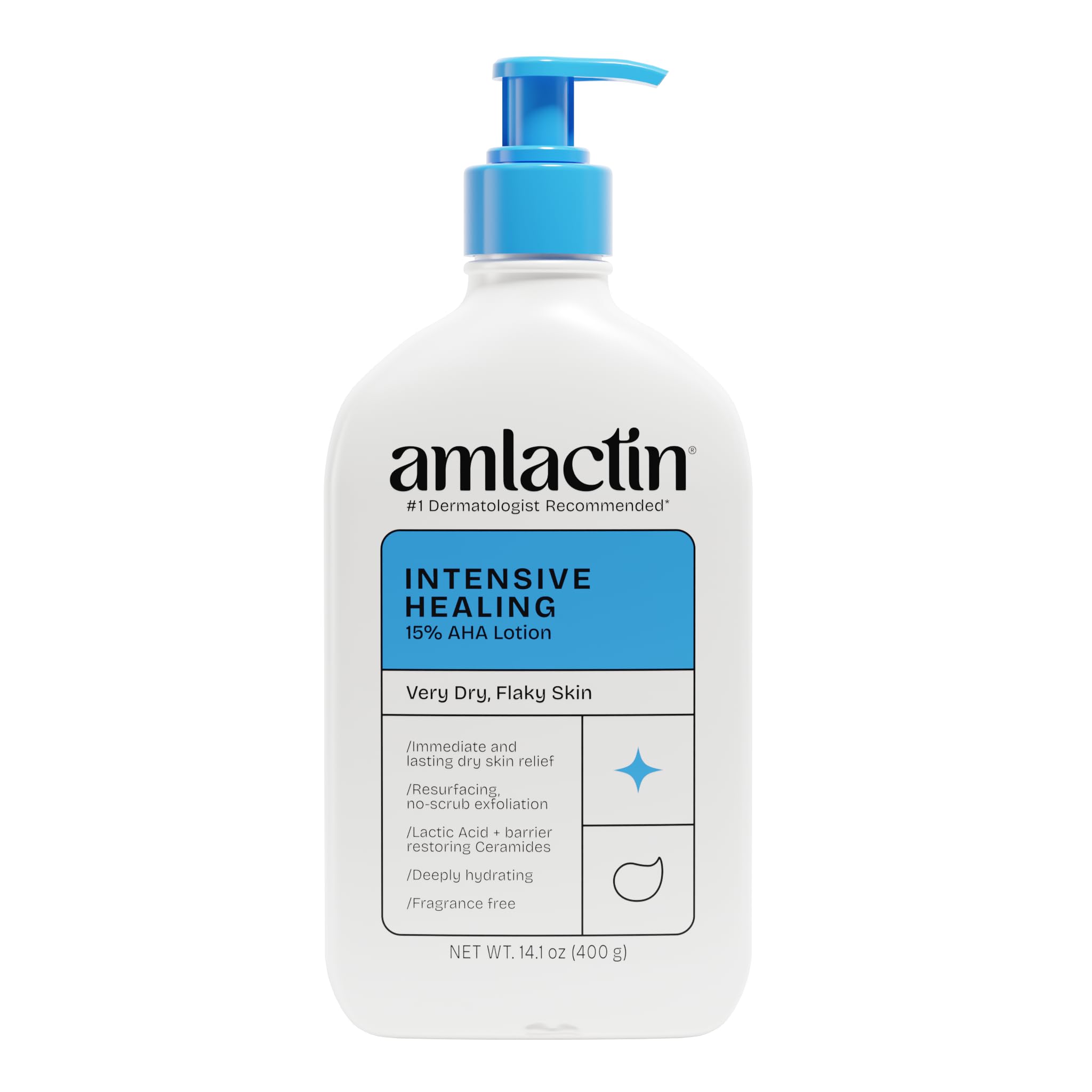 AmLactin Intensive Healing Body Lotion - Therapeutic Lotion for Extremely Dry Skin - No-Scrub Exfoliator and Moisturizer