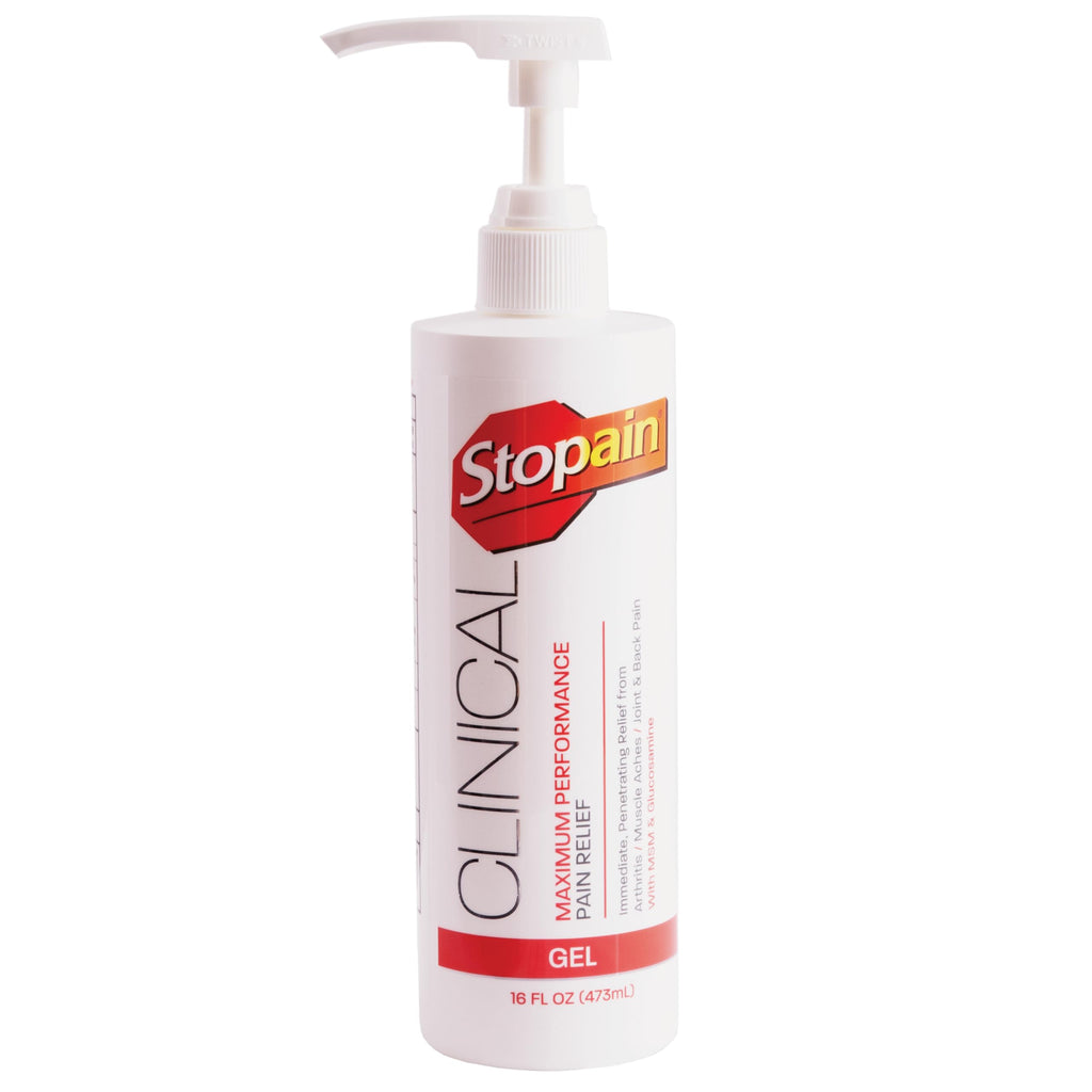 Stopain Clinical Pain Relief Gel 16 oz - Professional Formula for Arthritis, Knee, Back & Muscle Pain - Maximum Strength Gel for Joint & Nerve Pains with 10% Menthol Plus Glucosamine - Made in USA Stopain Au supplements