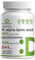 DEAL SUPPLEMENT R Alpha Lipoic Acid 600mg with Benfotiamine 300mg Per Serving, 120 Veggie Capsules – 200mg R-ALA Per Capsule – Antioxidant Supplement