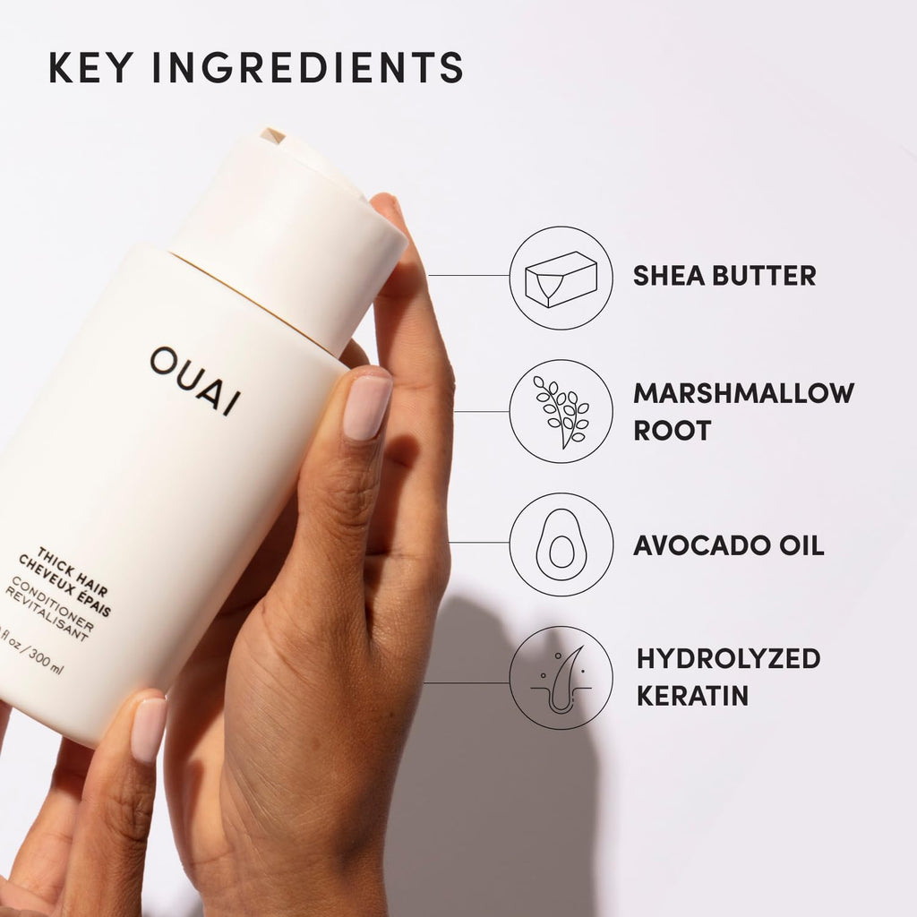 OUAI Thick Hair Conditioner Refill - Moisturizing Conditioner for Dry, Frizzy Hair - Keratin, Marshmallow Root, Shea Butter and Avocado Oil - Paraben, Phthalate & Sulfate Free (32 Oz) OUAI Au supplements