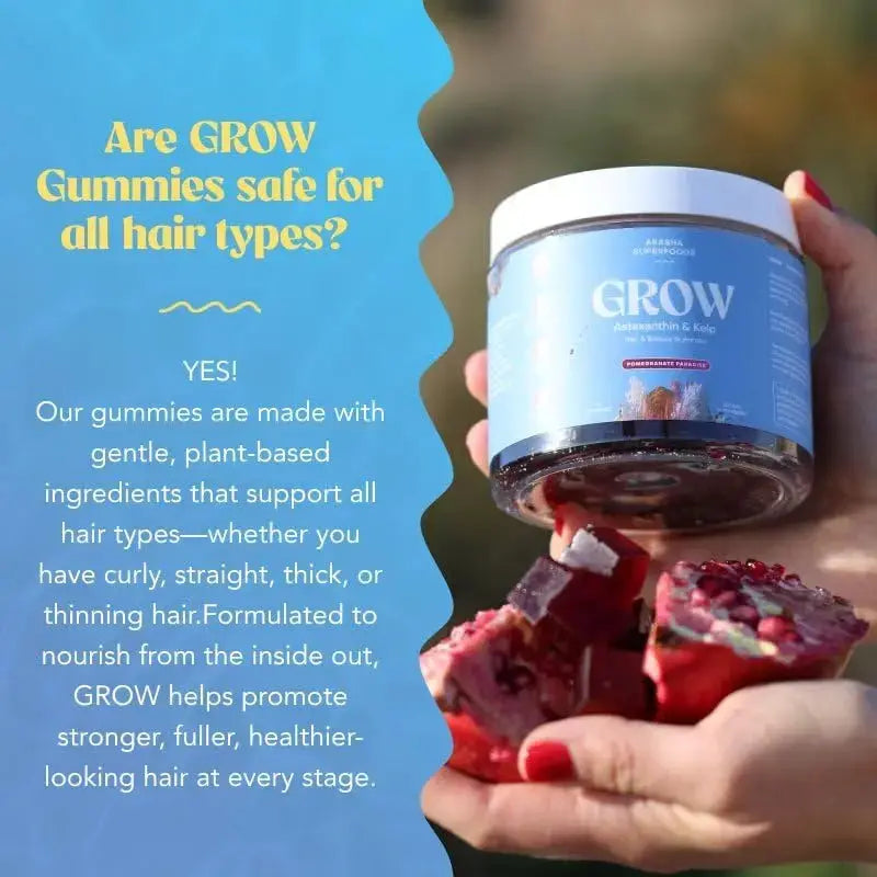 Akasha Superfoods Grow Hair & Beauty Gummies, Supplement with Zinc, Vitamin E, Astaxanthin, Kelp, & Pumpkin Seed, Plant Based Gummies for Women & Men Akasha Superfoods Au supplements