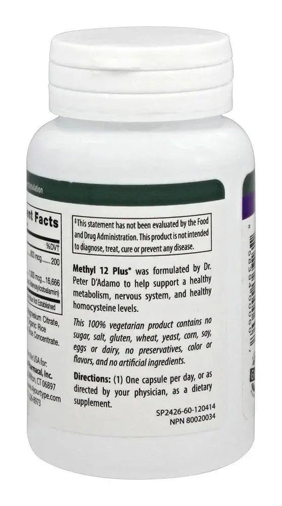 D'Adamo Personalized Nutrition Methyl 12 Plus, 60 Count D'Adamo Personalized Nutrition Au supplements