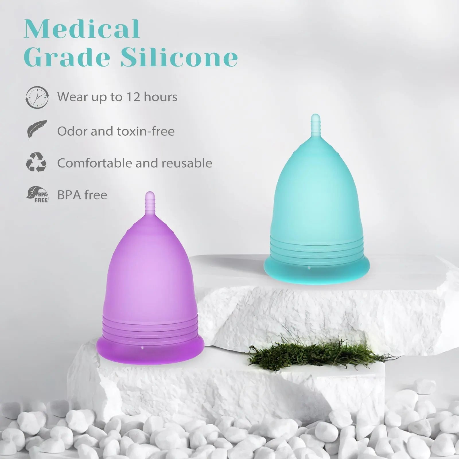 YTYOMUR Menstrual Cup Set, 2 Soft Period Cup Come with Collapsible Cleaner Cup YTYOMUR Au supplements