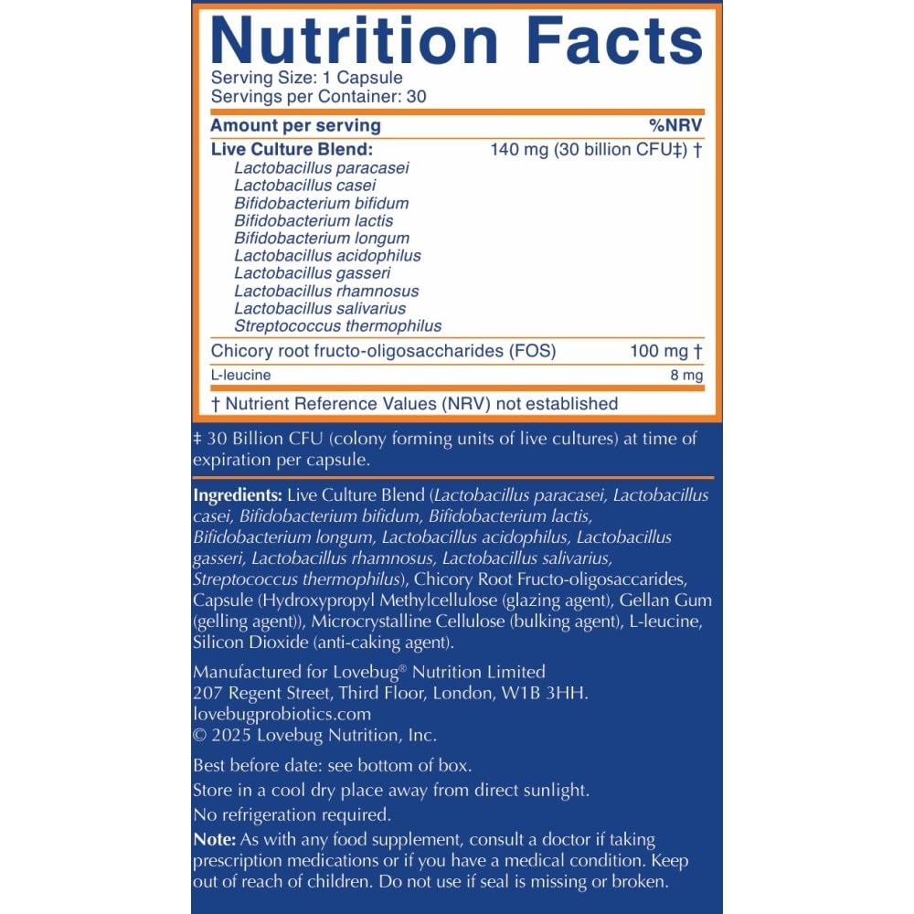 LOVEBUG Award Winning Maximum Strength | Rebuild & Restore Immune and Digestive Microbiome | 10 Clinically Studied Strains for Constipation