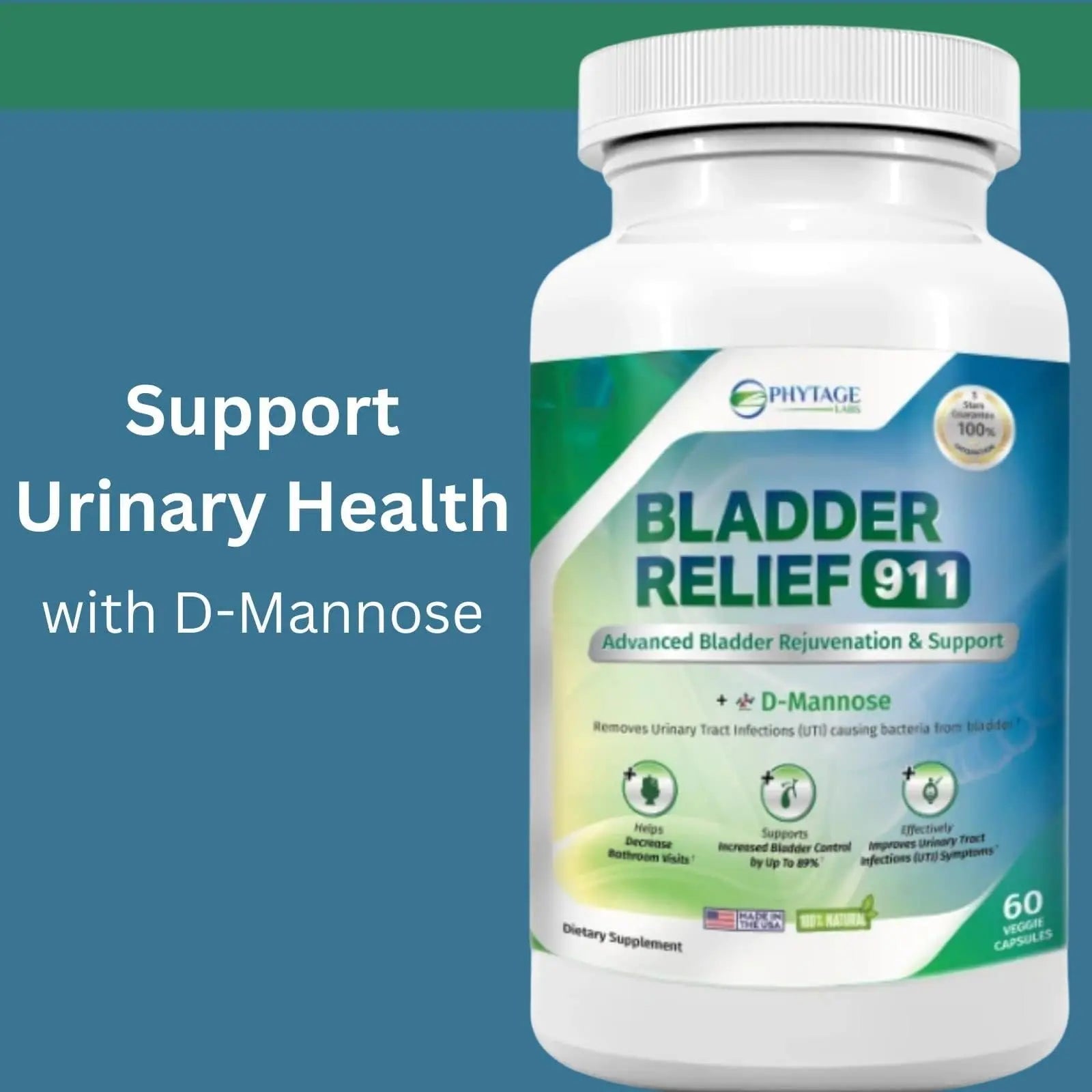 Phytage Labs Bladder Relief 911 Detoxifying Strength - for Men and Women Provides Bladder Support, 60 Veggie Capsules - 2 Pack Phytage Labs Au supplements