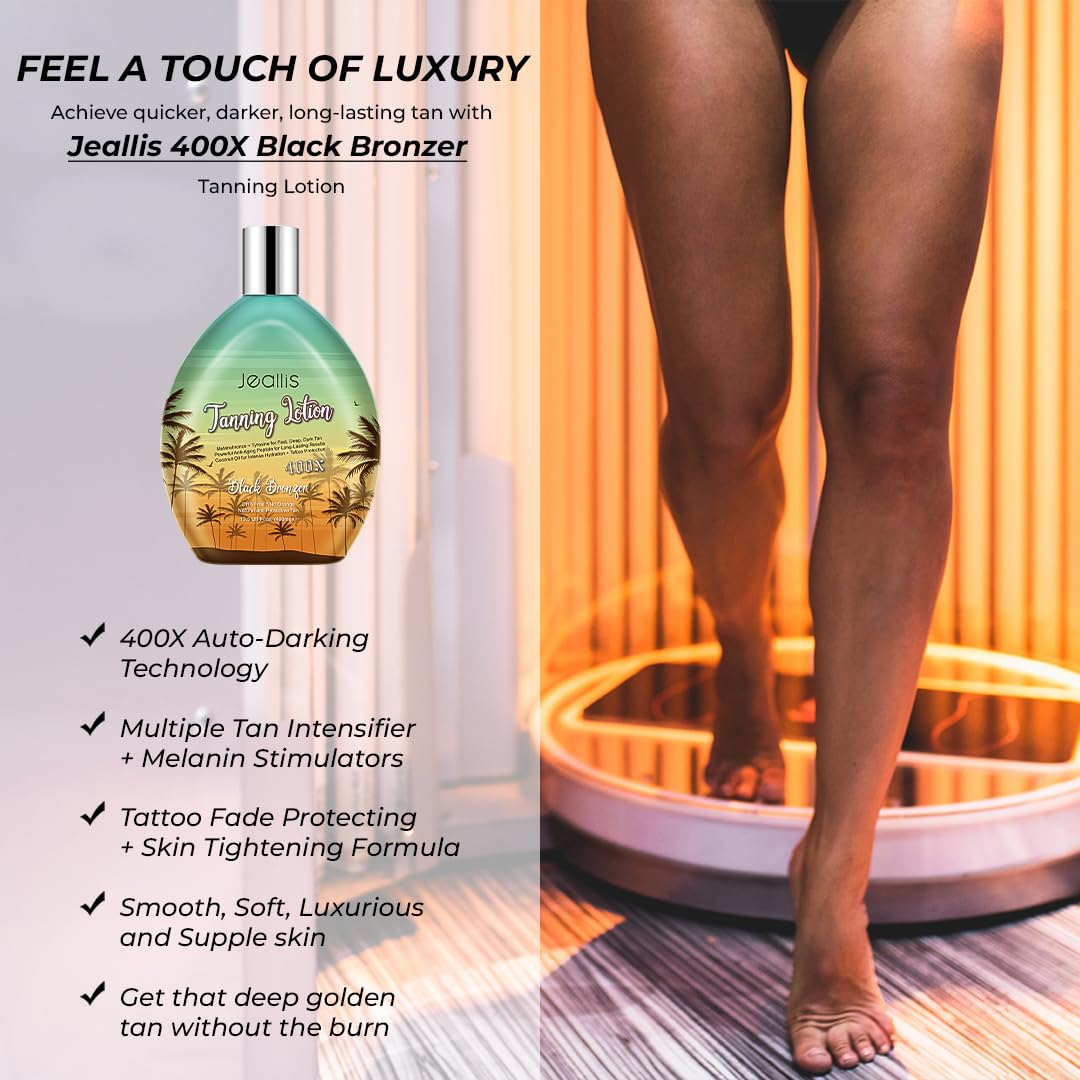 Jeallis Extreme Dark Tanning Lotion Accelerator for Indoor Tanning Beds & Outdoor Sun Tan with Bronzer to Get Dark Fast Tan