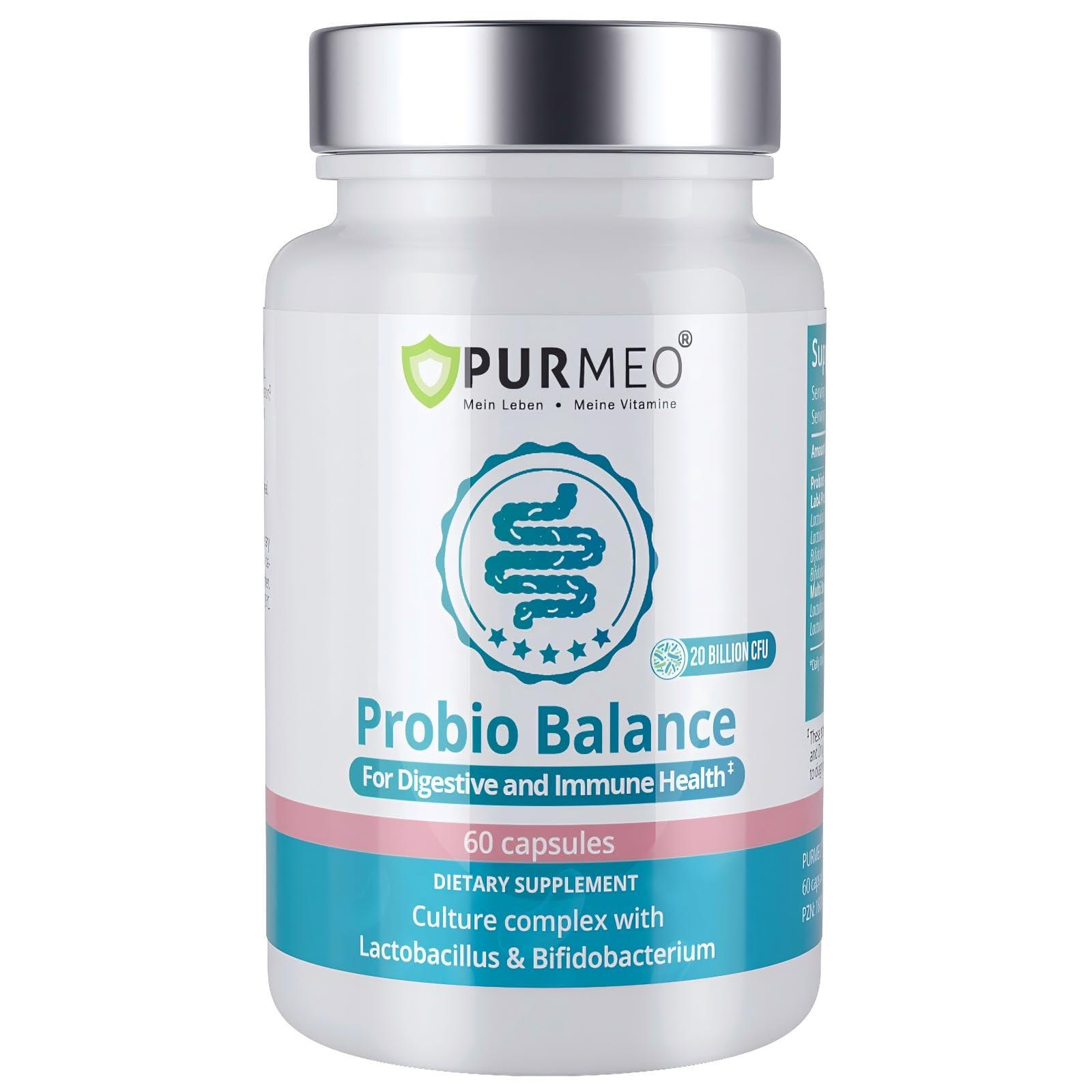 Digestive Probiotics 20X Lab4 Strains for Gut & Immune Health, Pro Formula for Men & Women, Probiotic Capsules Support Diarrhea, Bloating and Gas, Shelf Stable, Vegan, Gluten Free, 60 Days Supply purmeo Au supplements