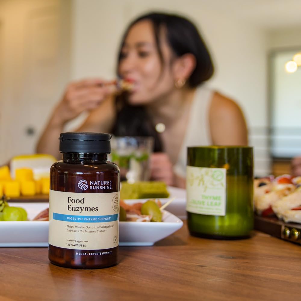 Nature's Sunshine Food Enzymes - Digestive Support with Prebiotics and Probiotics for Gut Health - Digestive Enzyme Supplement for Digestive Health