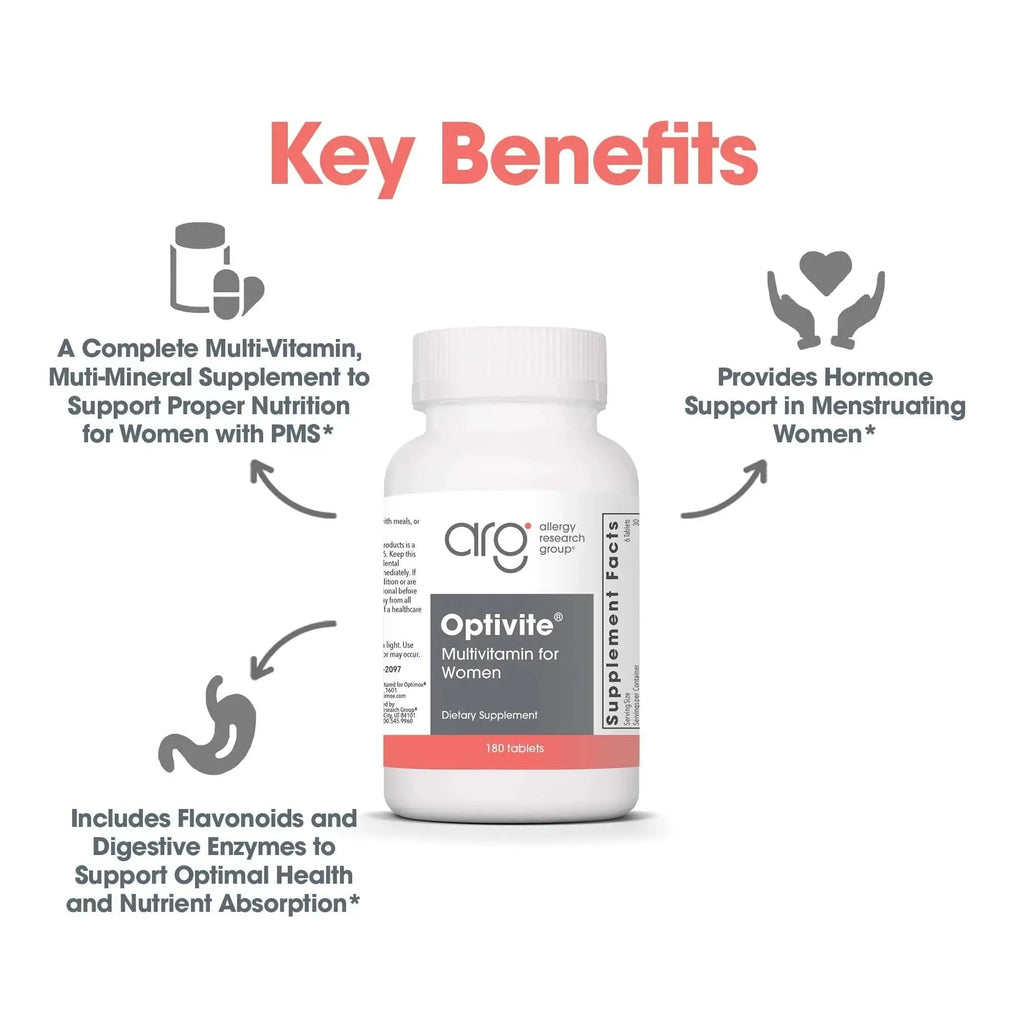 Optimox Optivite - PMS Support Supplement for Women, Period Multivitamin for Hormone Balance with Vitamin B6 & Iron, Hormone Support Vitamin - 180 Tablets Optimox Au supplements