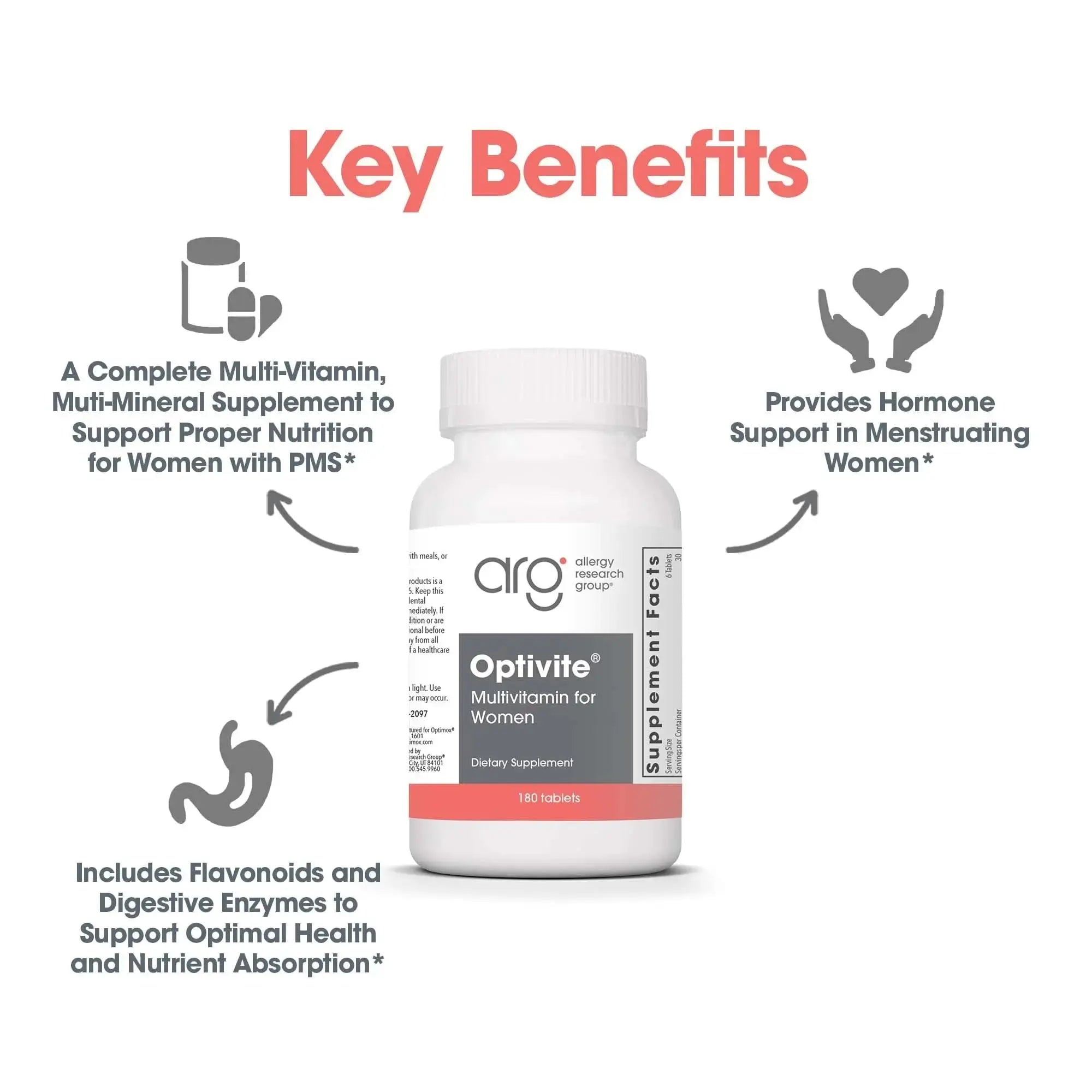 Optimox Optivite - PMS Support Supplement for Women, Period Multivitamin for Hormone Balance with Vitamin B6 & Iron, Hormone Support Vitamin - 180 Tablets Optimox Au supplements