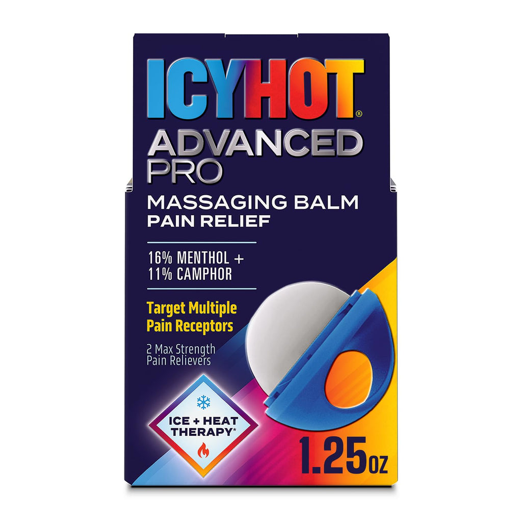 Icy Hot Advanced PRO Pain Relief Massaging Balm, Fast-Acting Max Strength Pain Relief With Menthol 16% and Camphor 11% for Backaches, Joints, Muscle Strains and Arthritis, Essential Oil Scent, 1.25 oz Icy Hot Au supplements