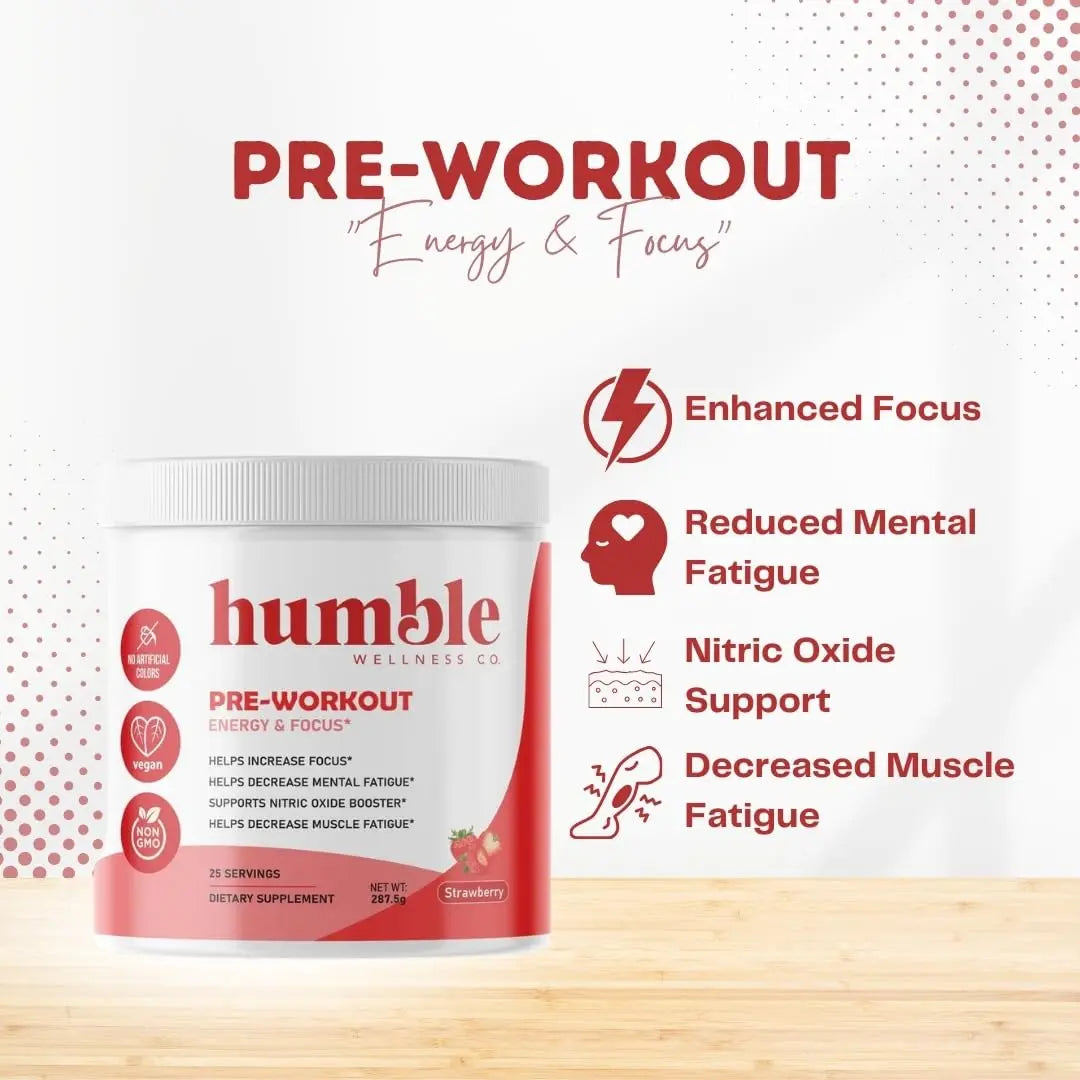 Humble Wellness Pre-Workout: Increase Focus, Decrease Mental Fatigue, Supports Nitric Humble Wellness Au supplements