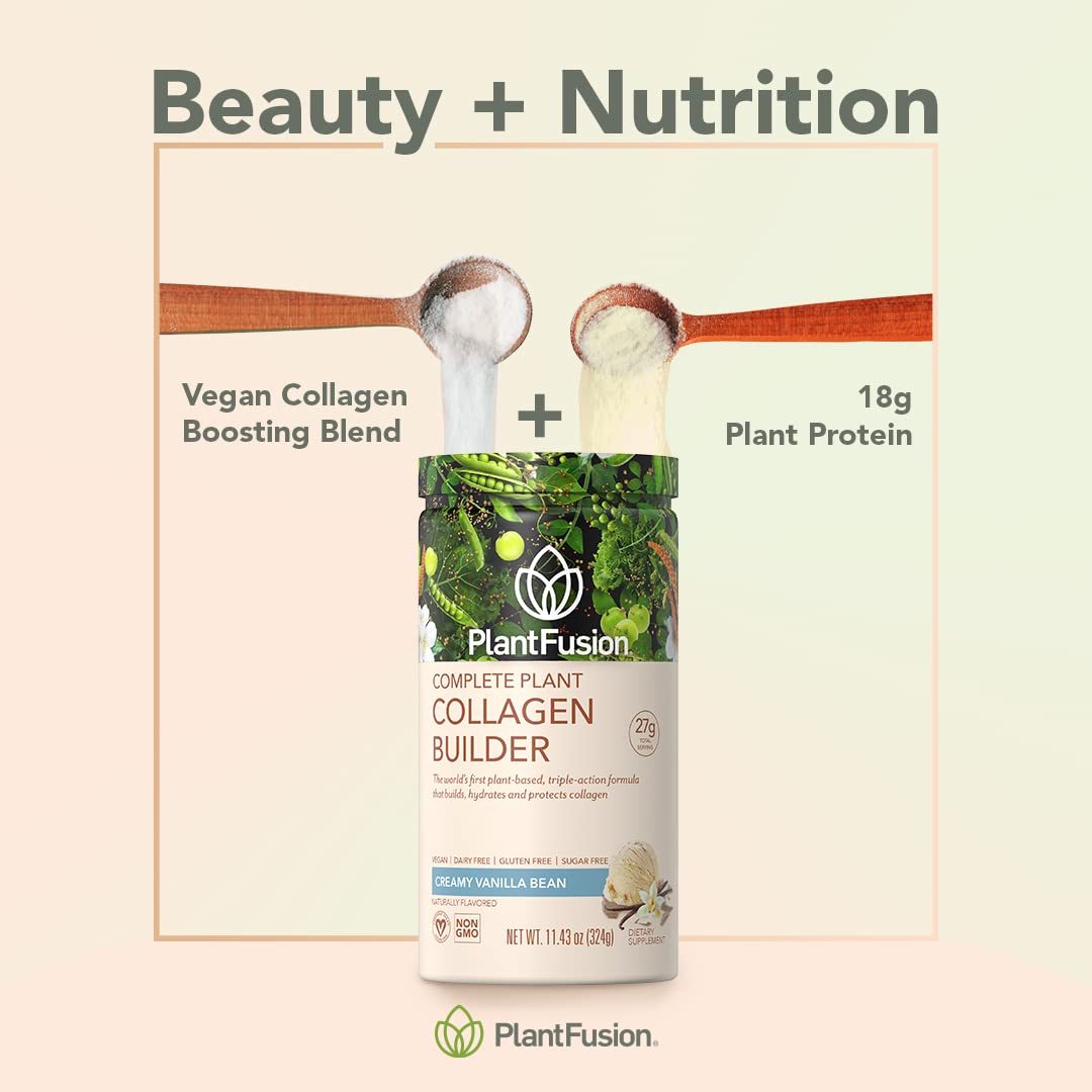 PlantFusion Vegan Collagen Powder - Plant Based Collagen Protein Powder For Muscle & Joints, Hair, Skin & Nails - Keto, Gluten Free, Soy Free, Non-Dairy, No Sugar, Non-GMO - Unflavored 10.58 oz PlantFusion Au supplements